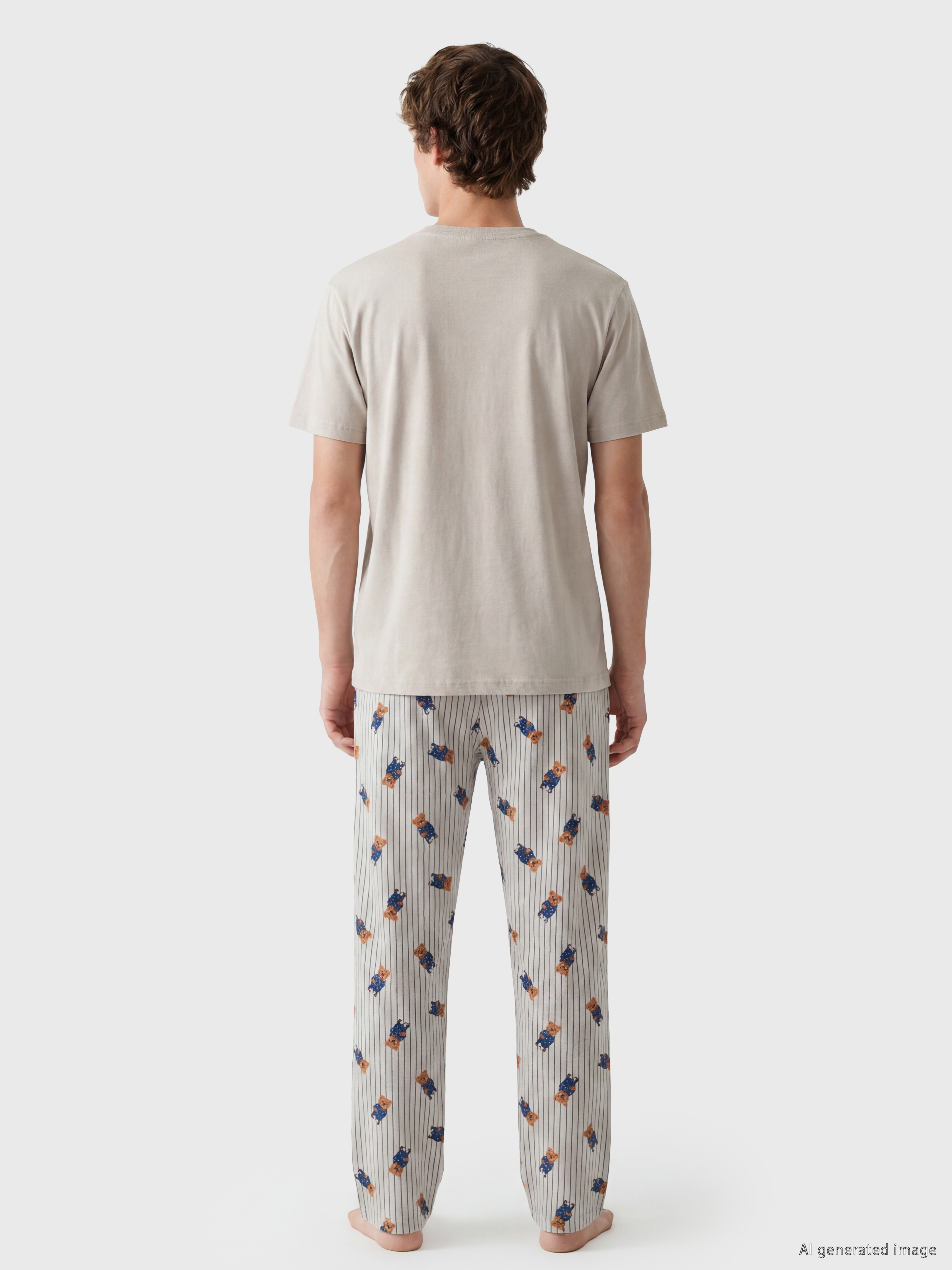 LC WAIKIKI Regular Fit Teddy Baskılı Erkek Pijama Takım görsel 4