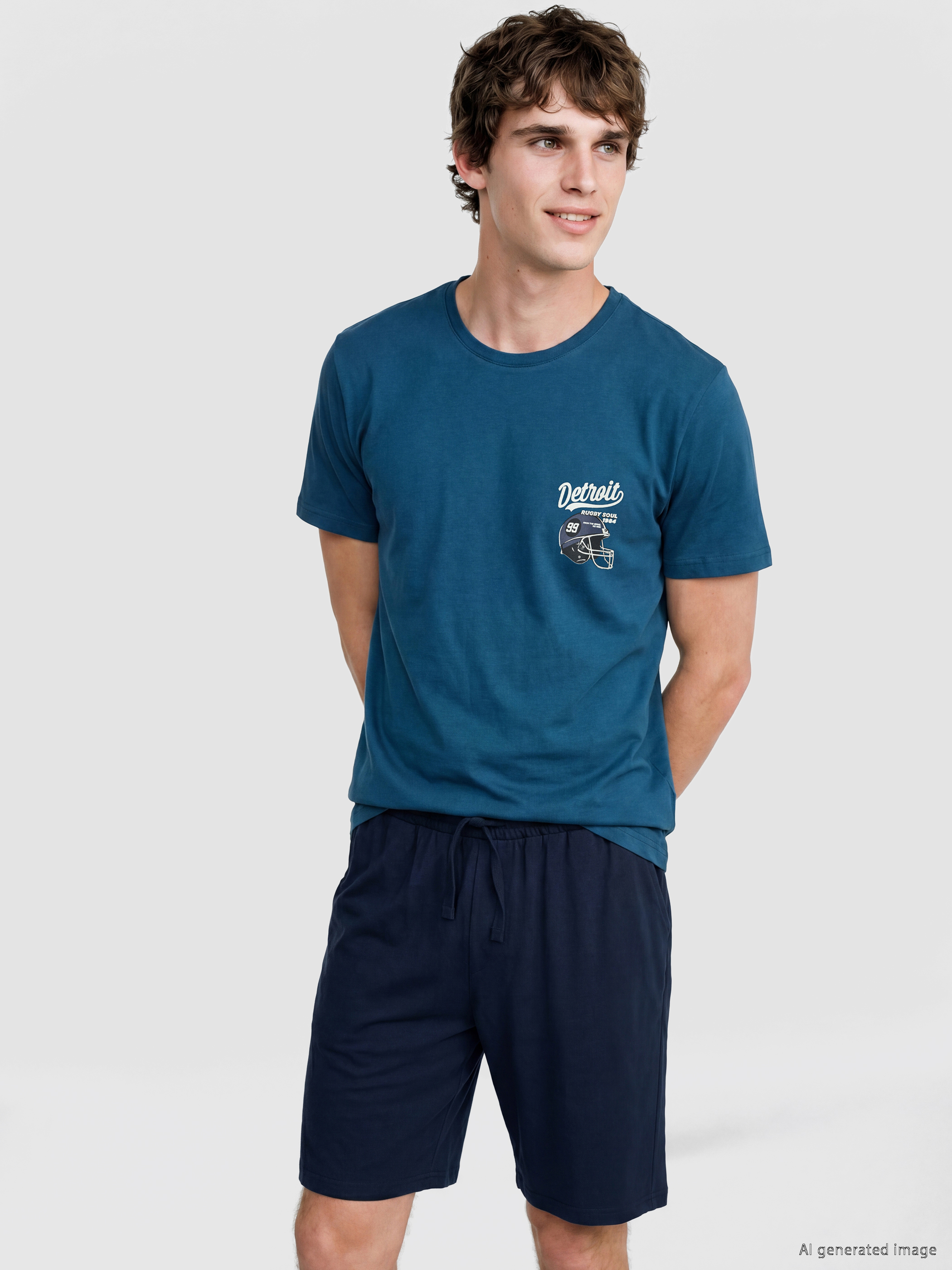 LC WAIKIKI Regular Fit Erkek Şortlu Pijama Takımı görsel 2