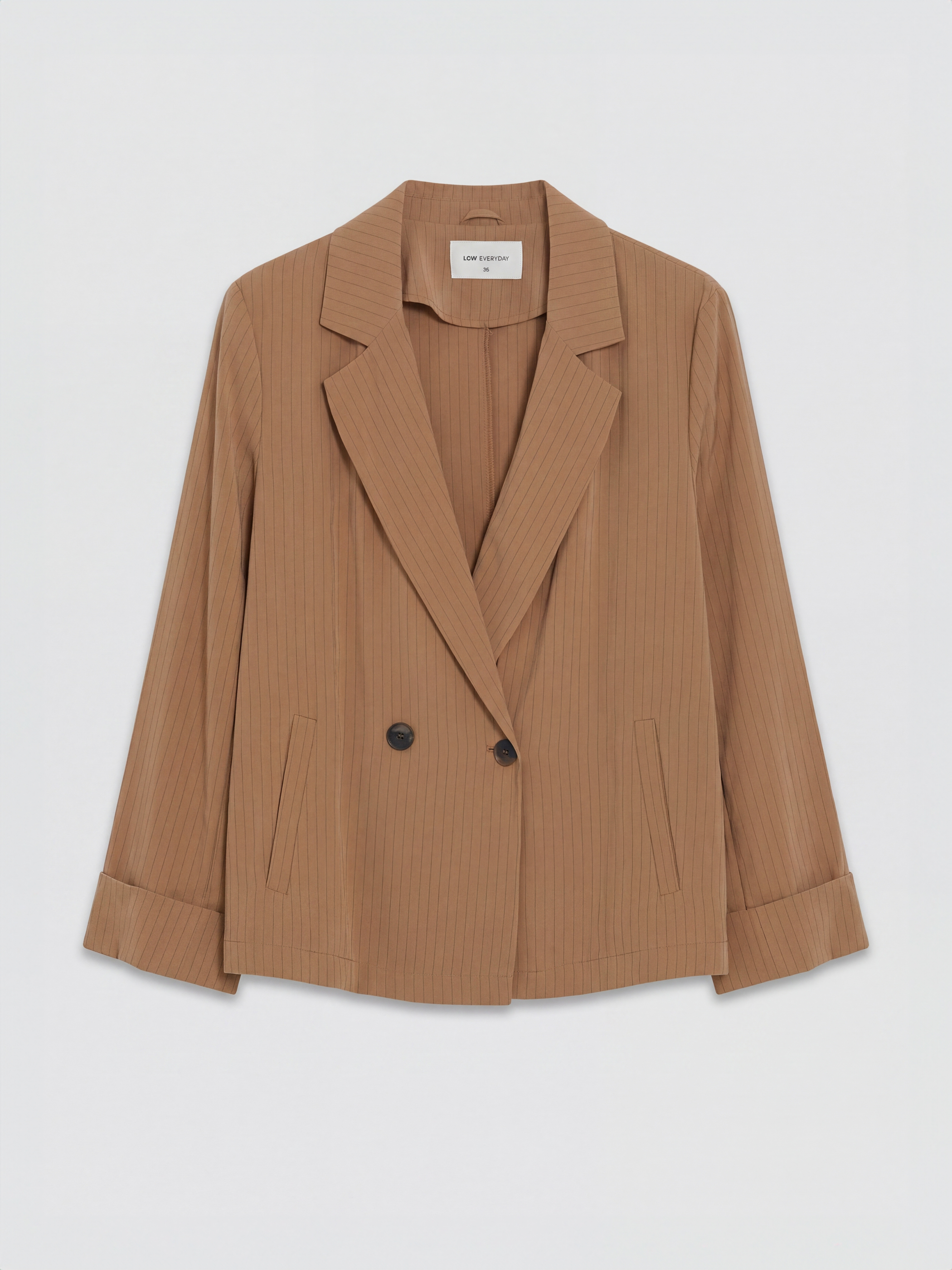 LCW EVERYDAY Kruvaze Yaka Çizgili Kadın Blazer Ceket görsel 5
