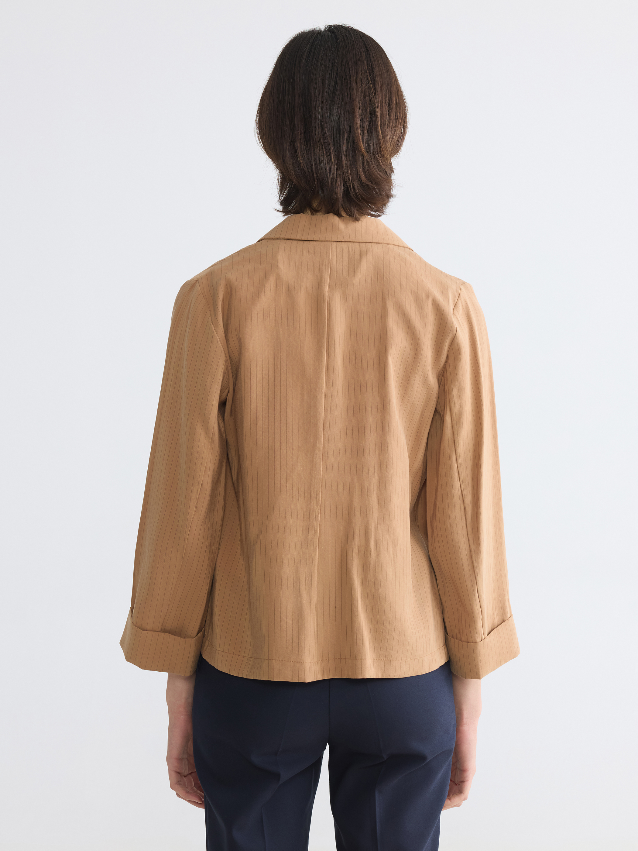 LCW EVERYDAY Kruvaze Yaka Çizgili Kadın Blazer Ceket görsel 4