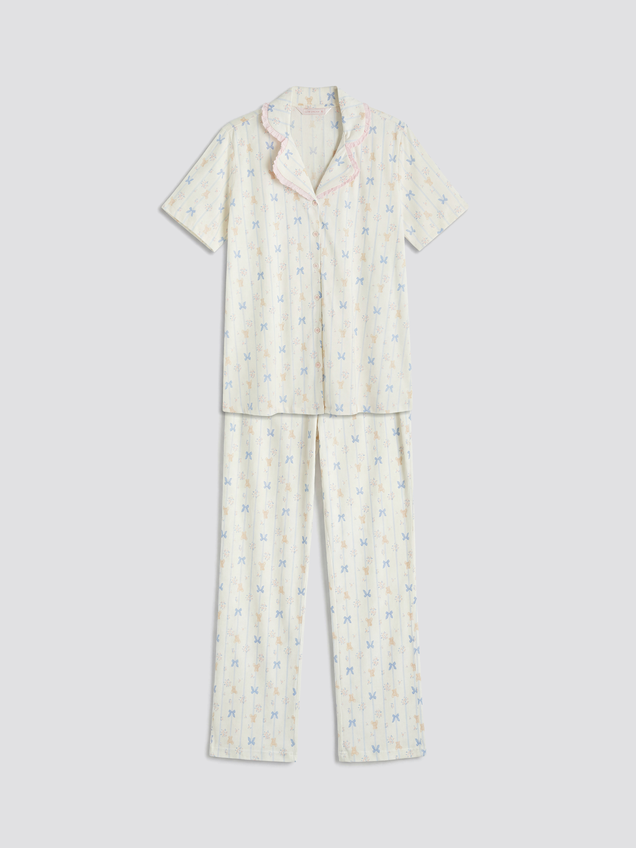 LCW DREAM Gömlek Yaka Desenli Hamile Pijama Takım görsel 4