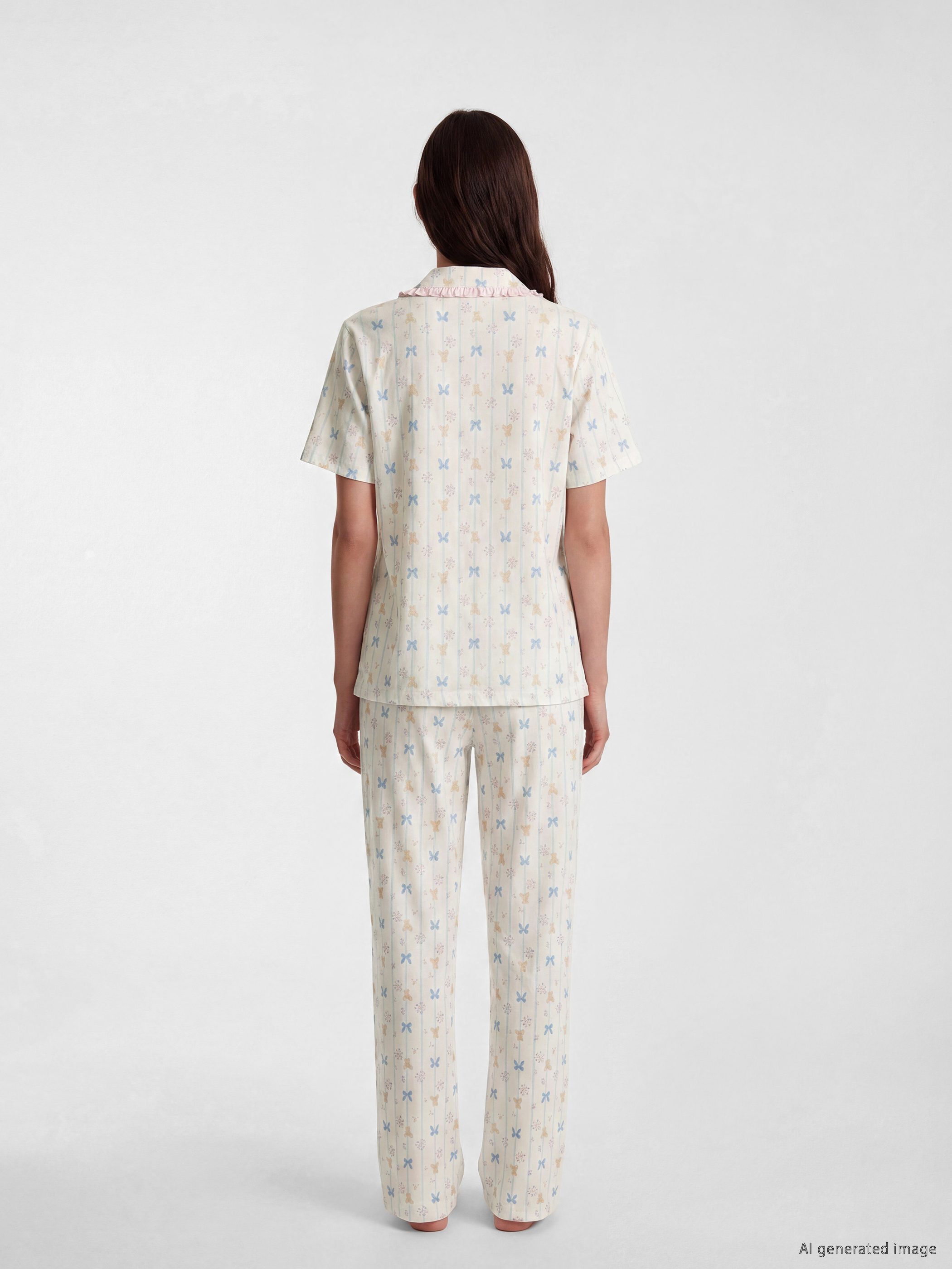 LCW DREAM Gömlek Yaka Desenli Hamile Pijama Takım görsel 3