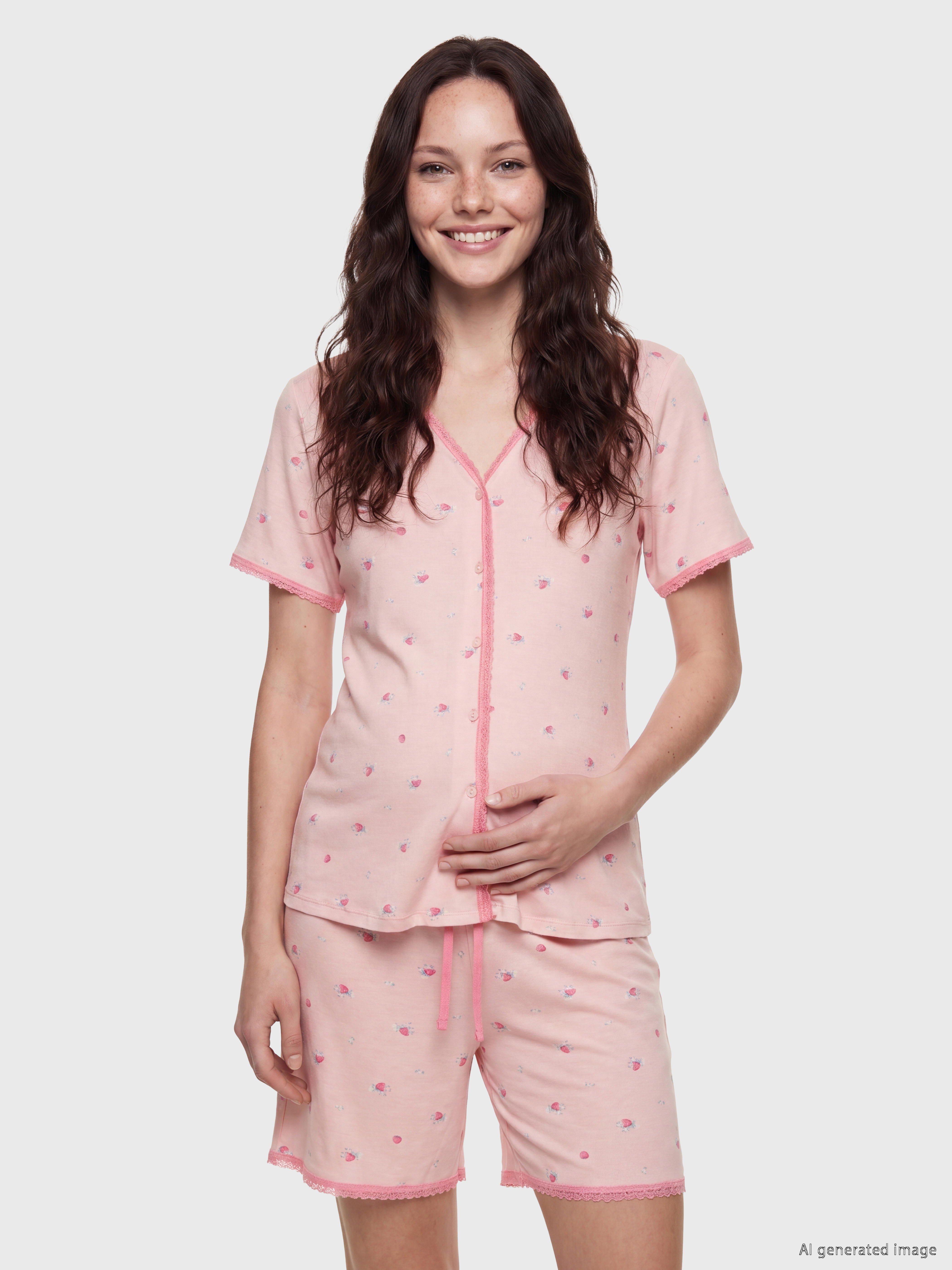 LCW DREAM V Yaka Hamile Şortlu Pijama Takımı
