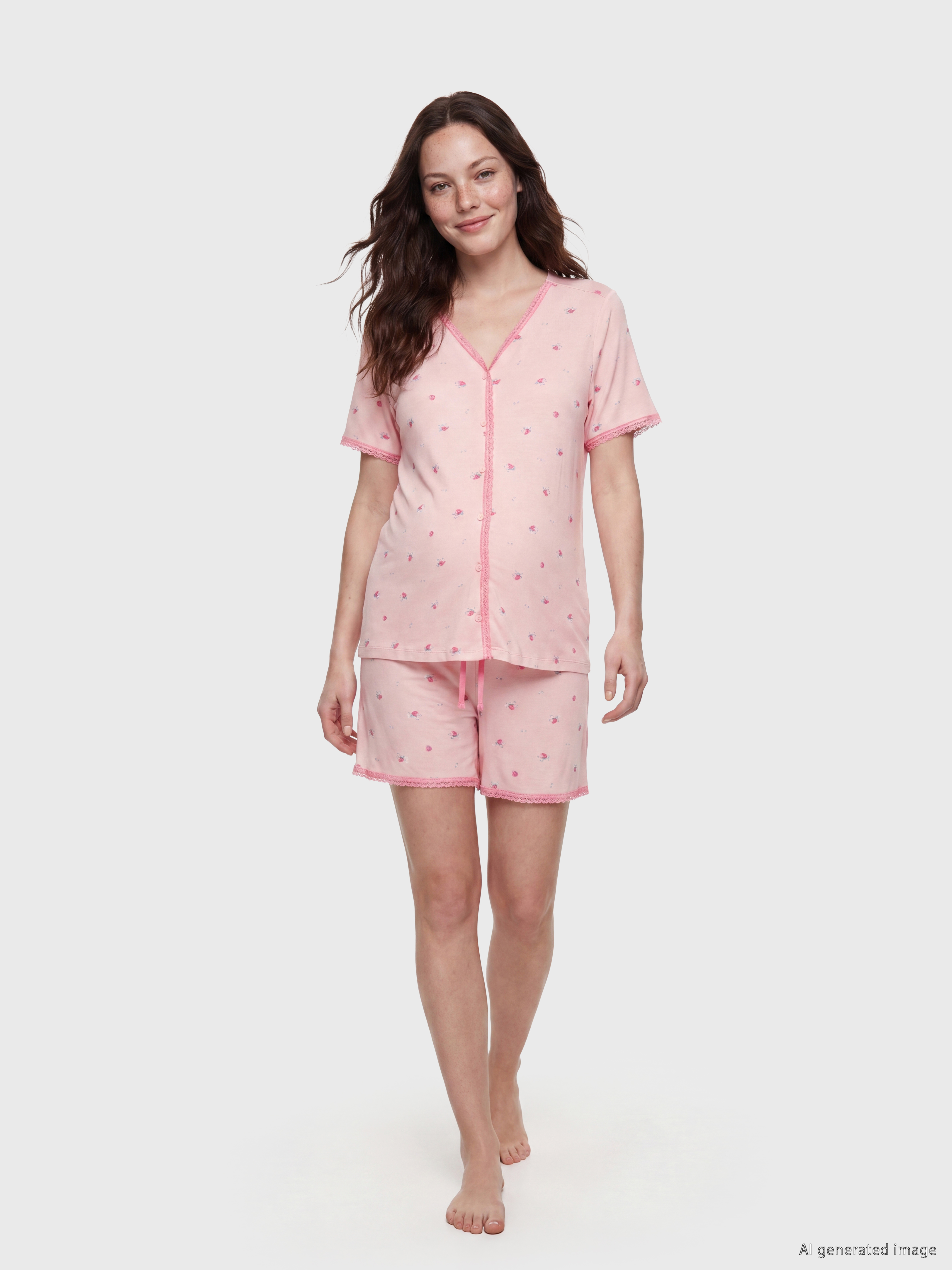 LCW DREAM V Yaka Hamile Şortlu Pijama Takımı görsel 2