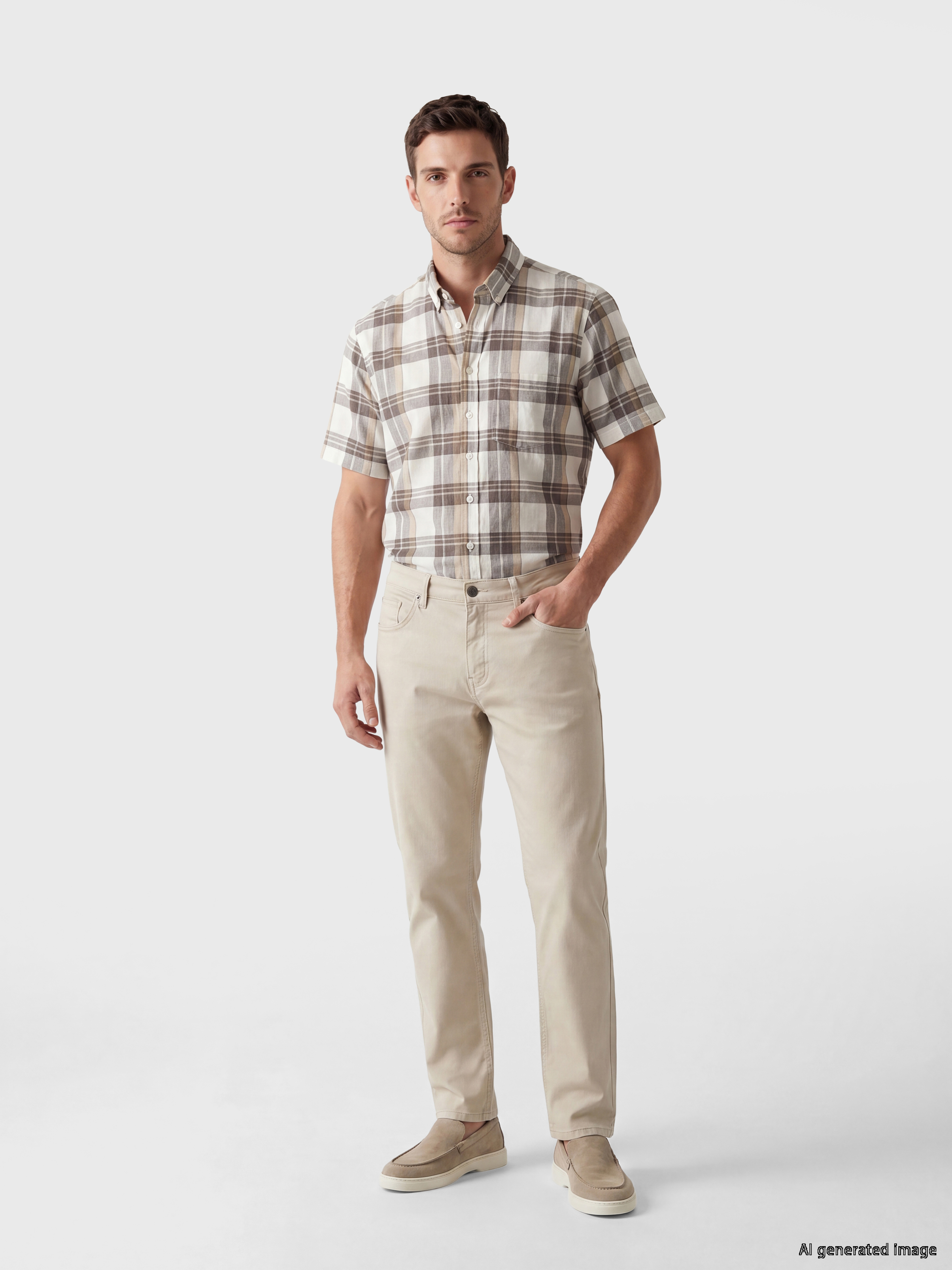 LCWAIKIKI Classic Regular Fit Ekose Poplin Erkek Gömlek görsel 2