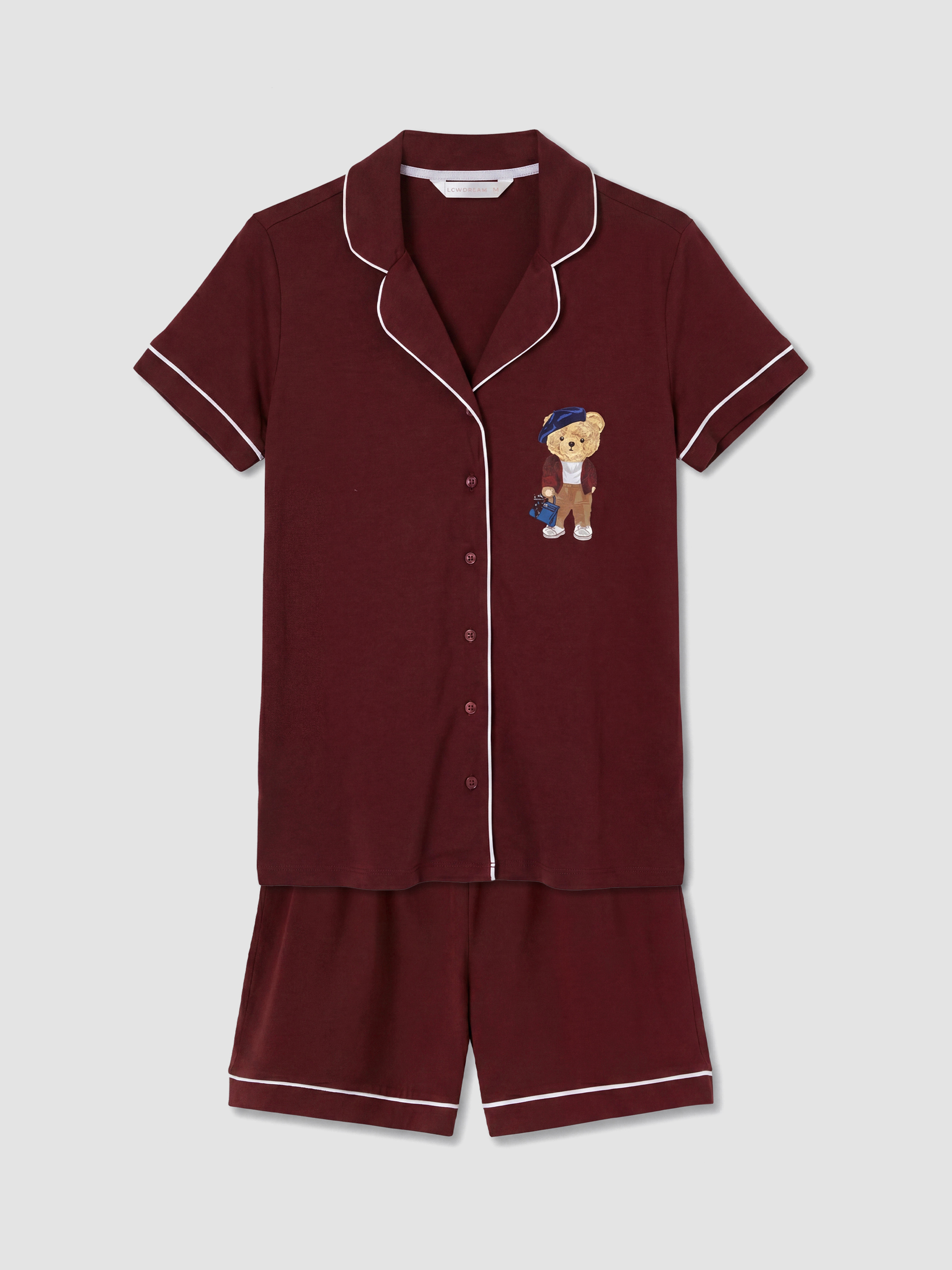 LCW DREAM Ayı Teddy Baskılı Kadın Şortlu Pijama Takımı görsel 4