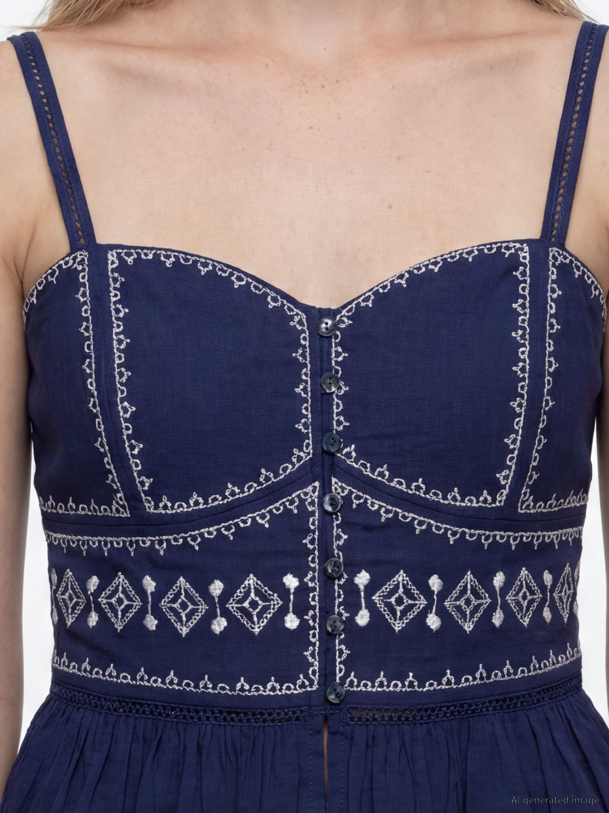 XSIDE Kalp Yaka Nakışlı Peplum Bluz görsel 3