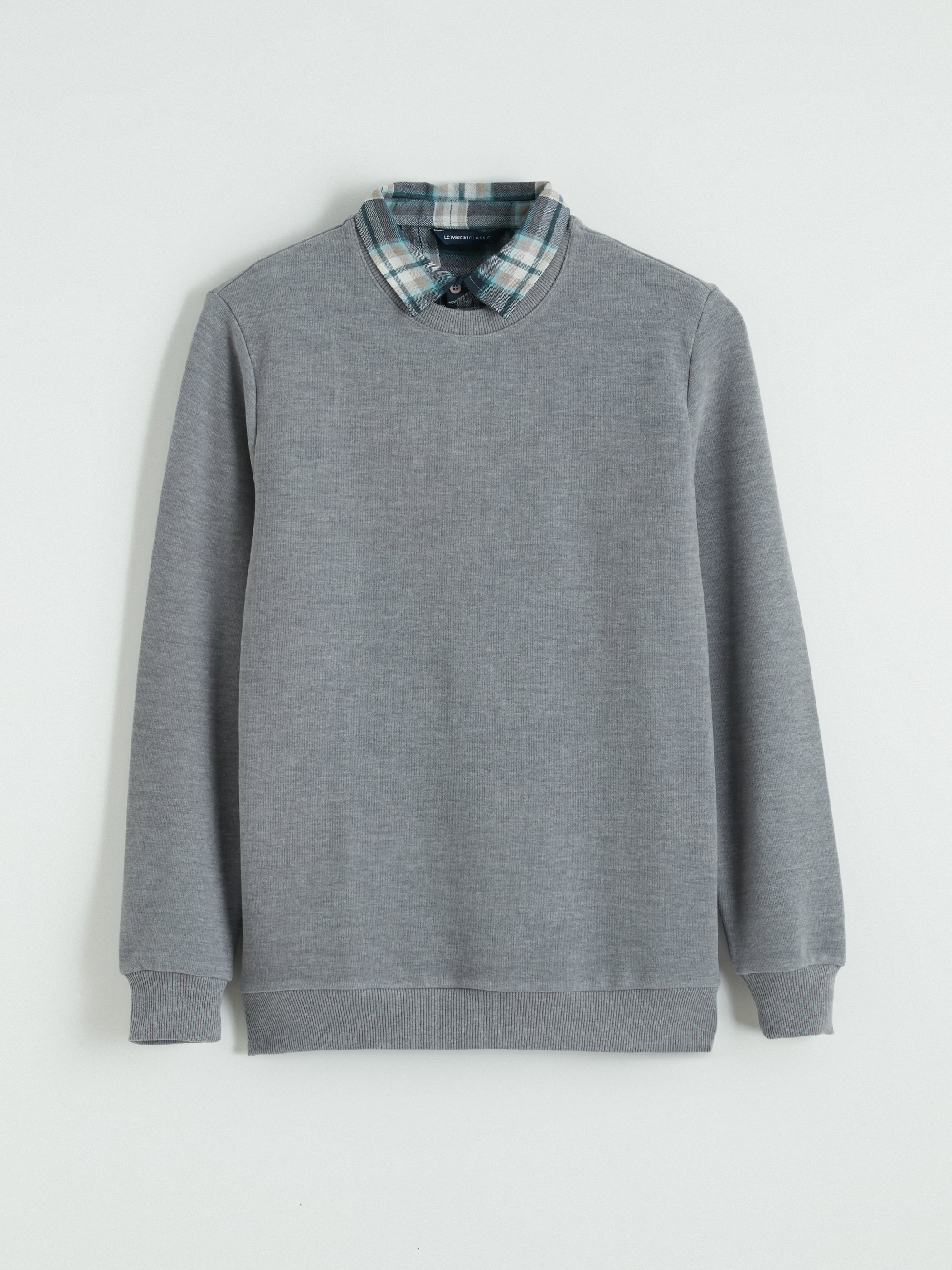 LCWAIKIKI Classic Gömlek Yaka Erkek Sweatshirt görsel 5