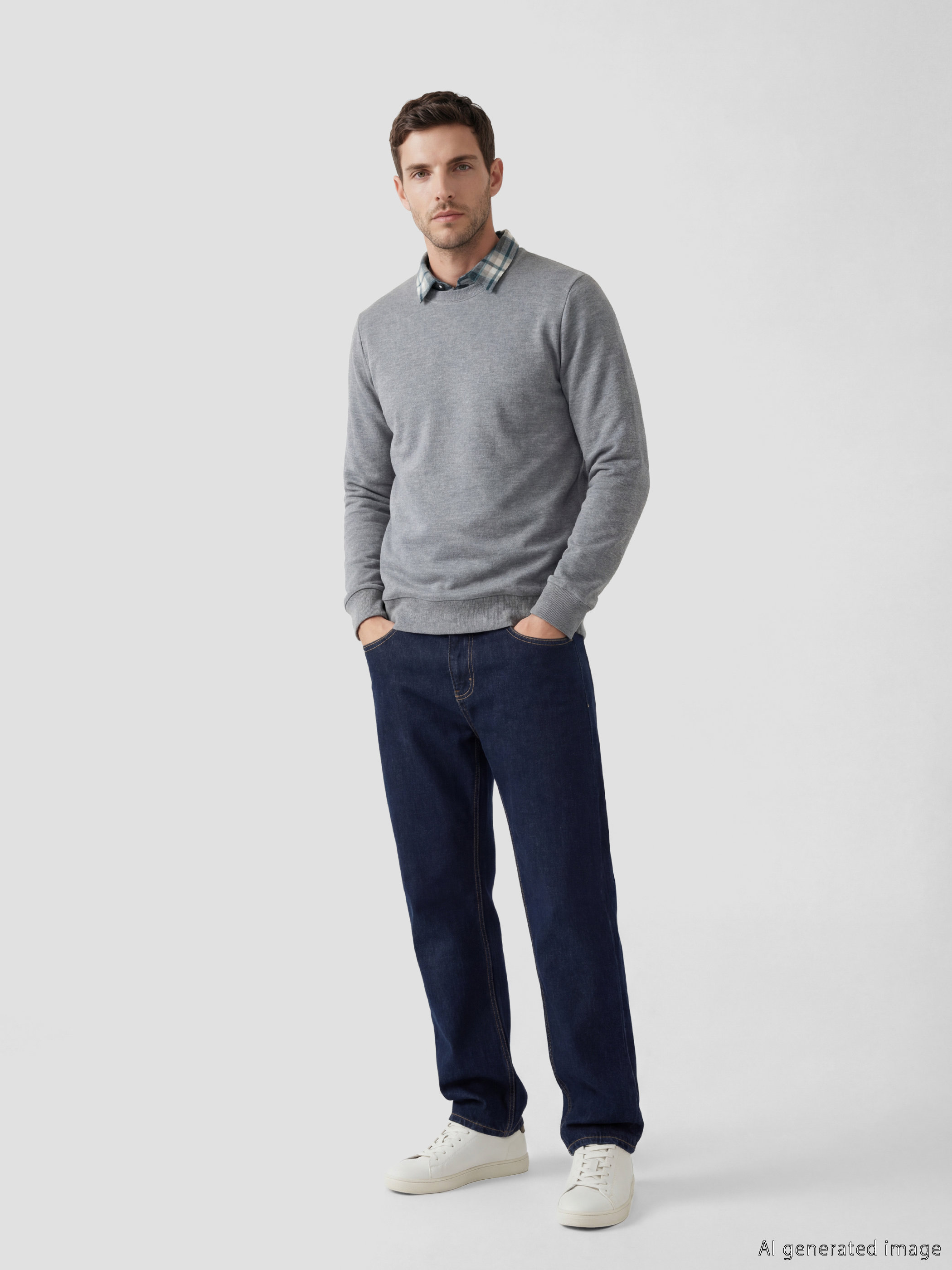 LCWAIKIKI Classic Gömlek Yaka Erkek Sweatshirt görsel 2