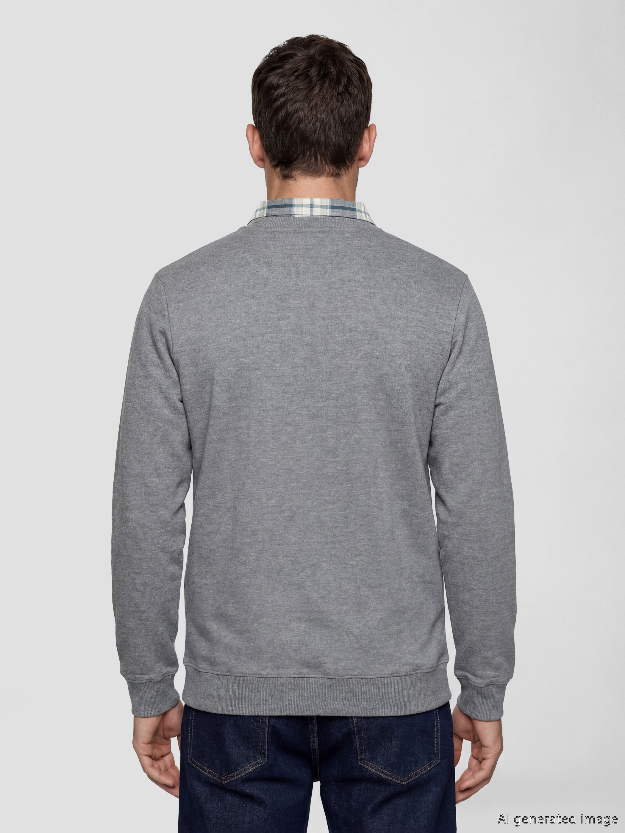 LCWAIKIKI Classic Gömlek Yaka Erkek Sweatshirt görsel 4