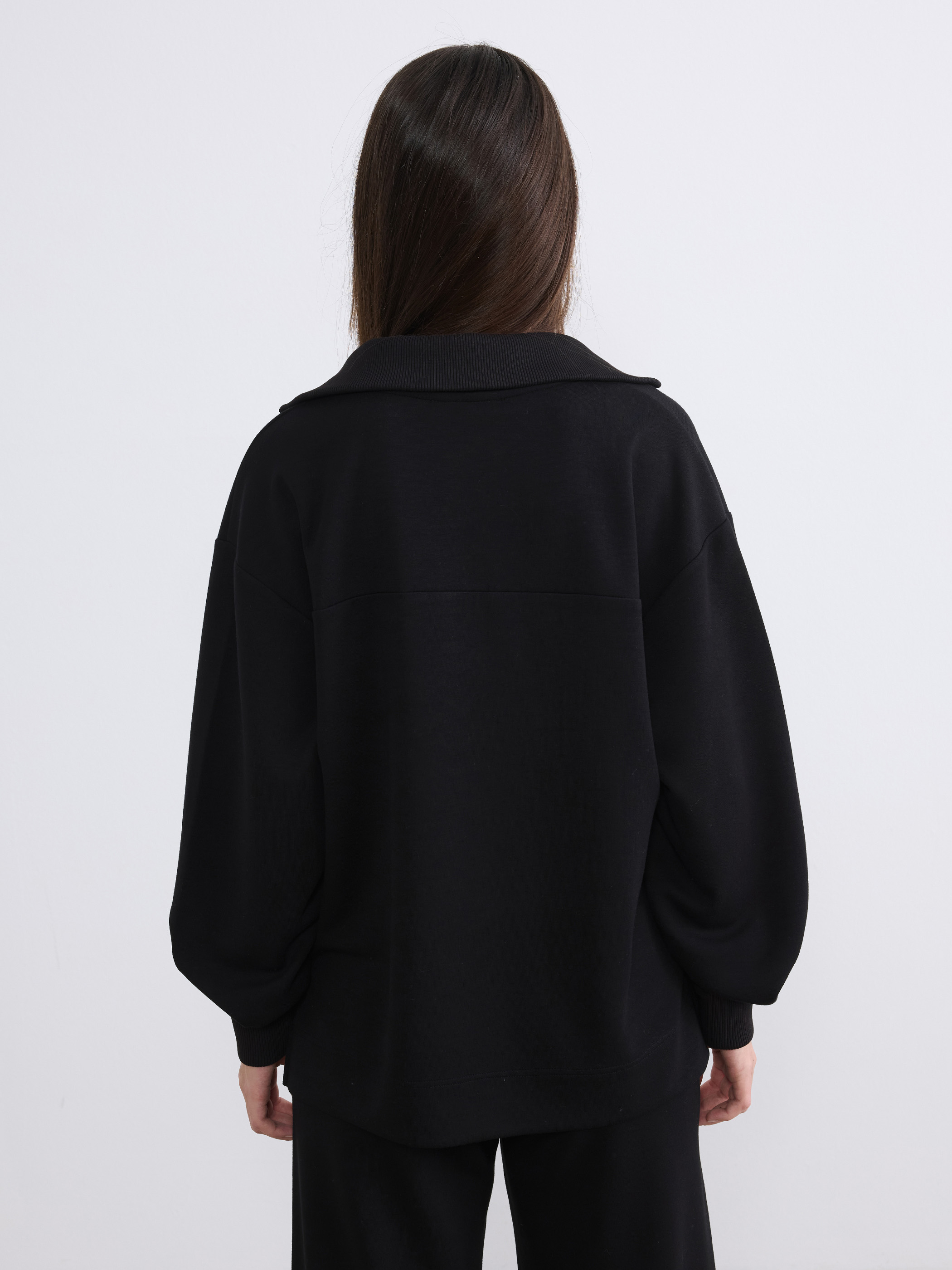 Soulife Petite Polo Yaka Kadın Sweatshirt görsel 5