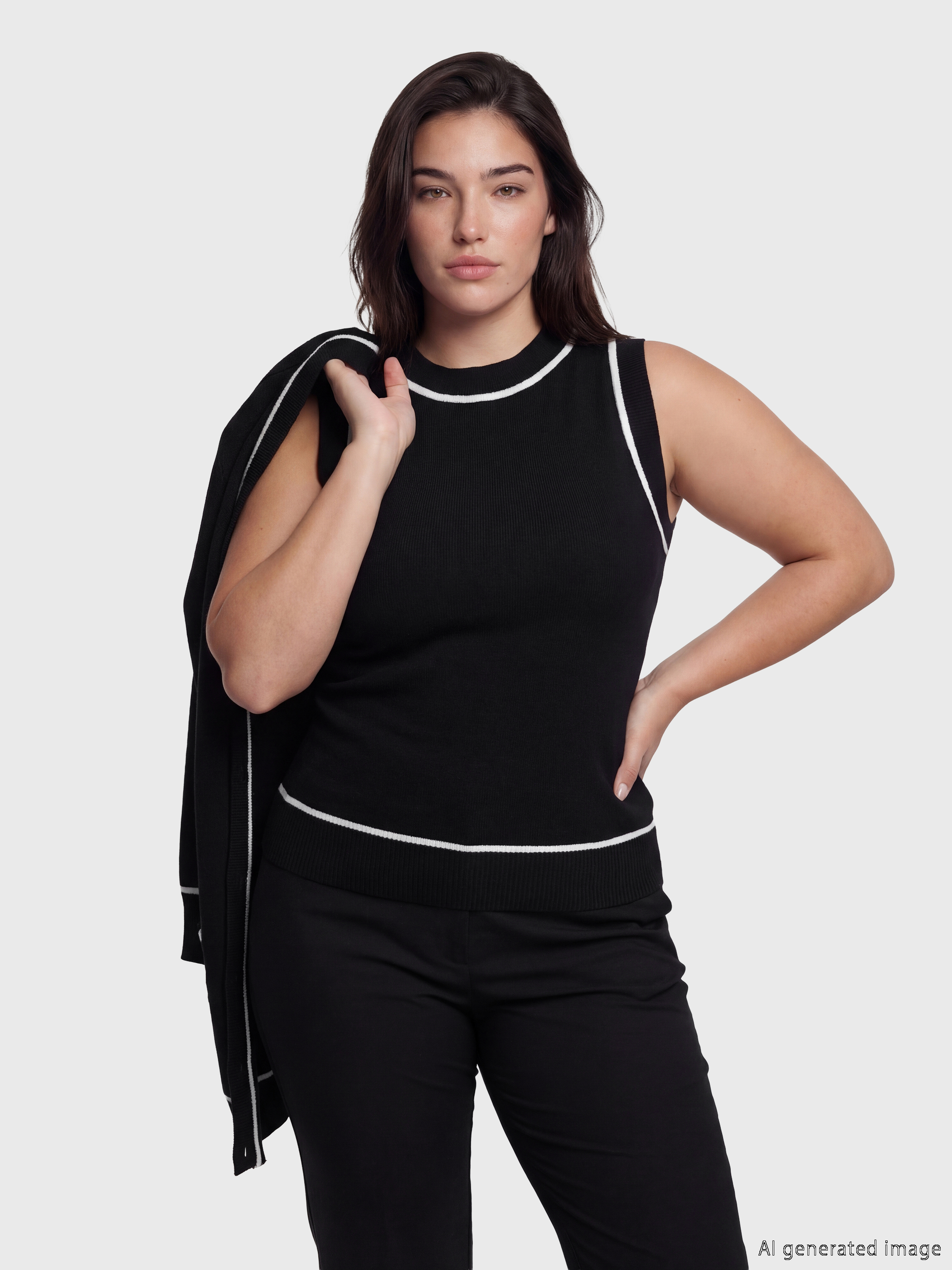 Soulife Petite Bisiklet Yaka Kadın Triko Atlet görsel 2