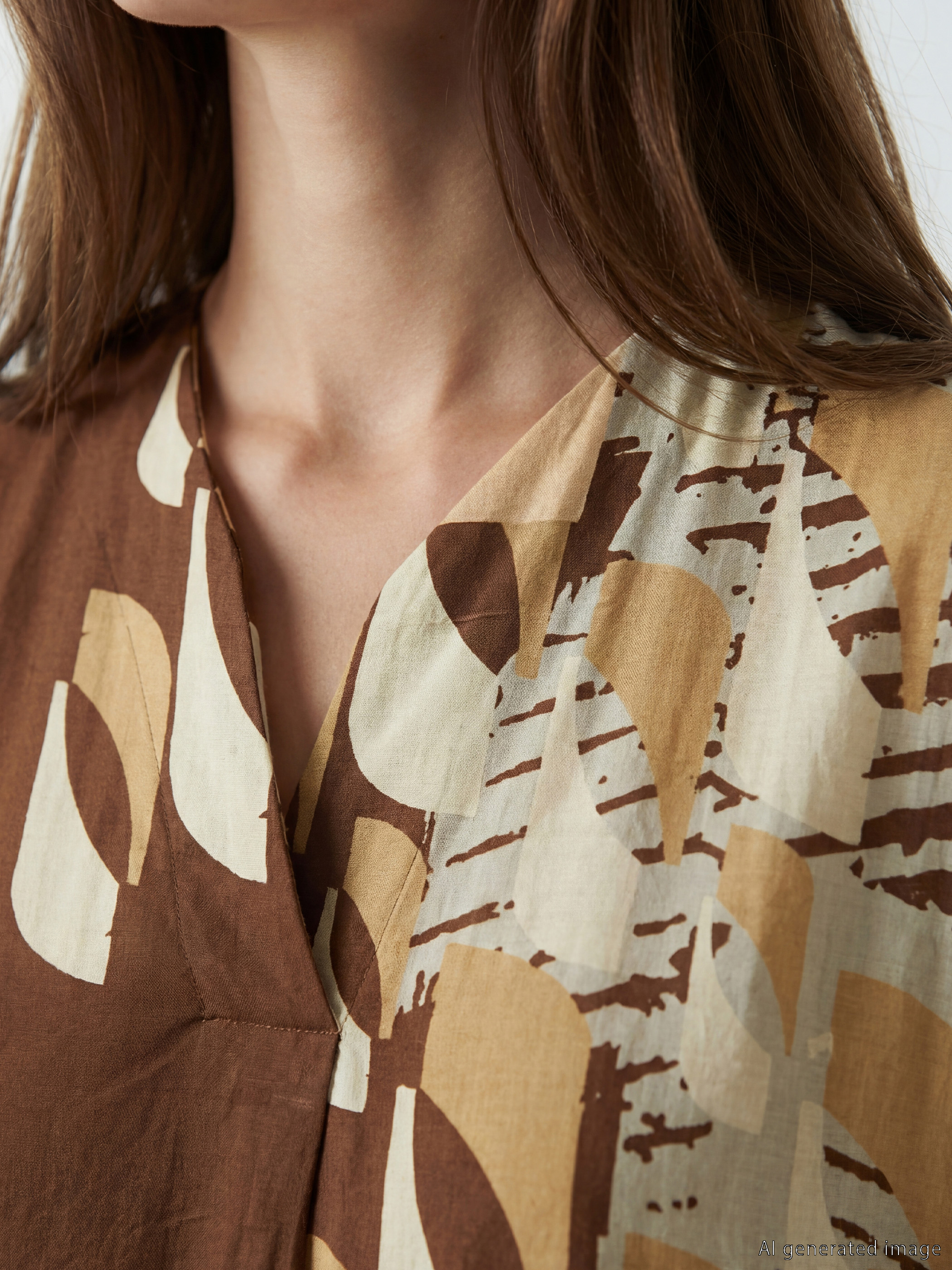 LCW Modest V Yaka Etnik Desenli Kaftan Elbise görsel 2