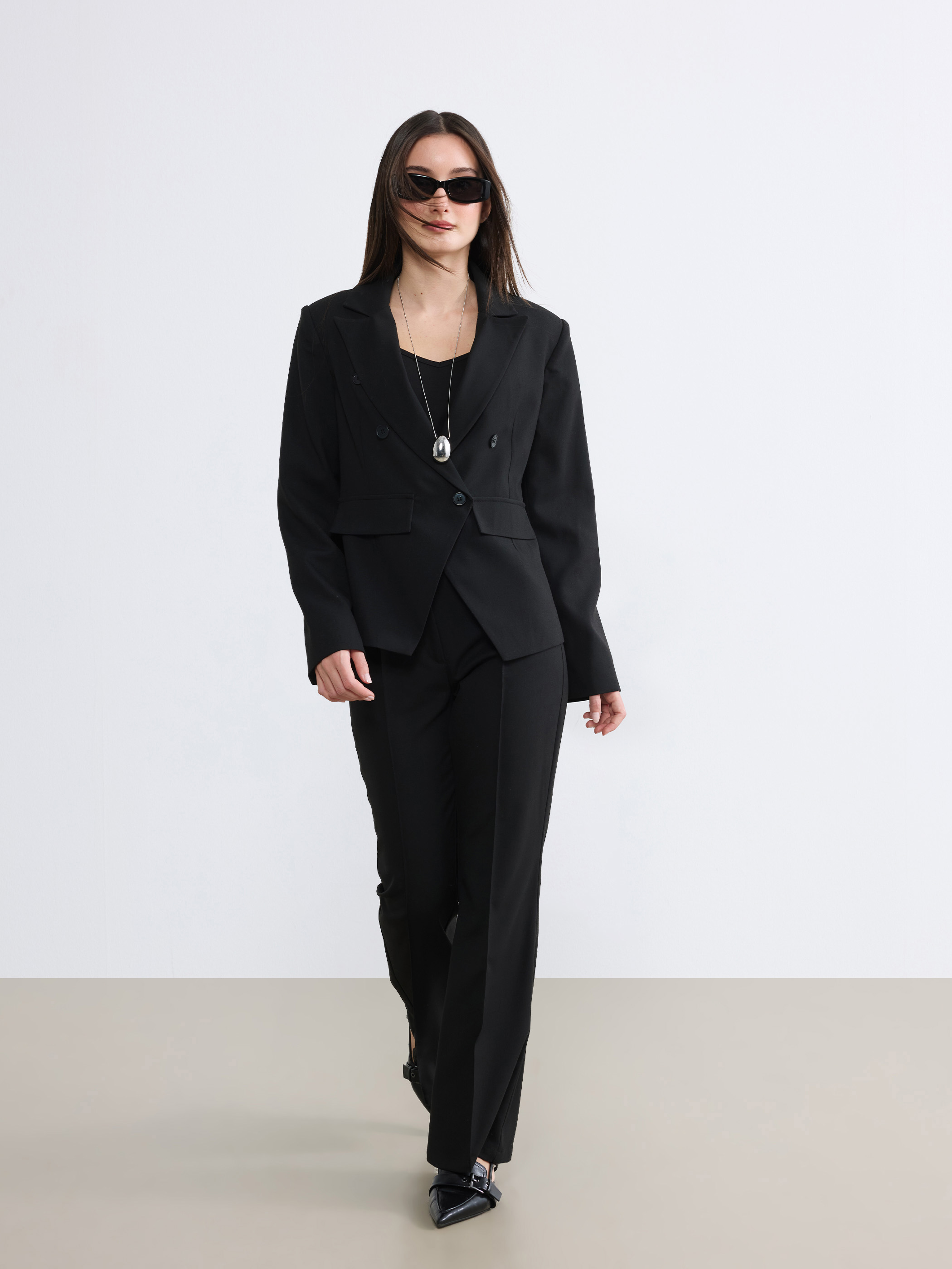 Soulife Petite Kruvaze Yaka Kadın Blazer Ceket görsel 3
