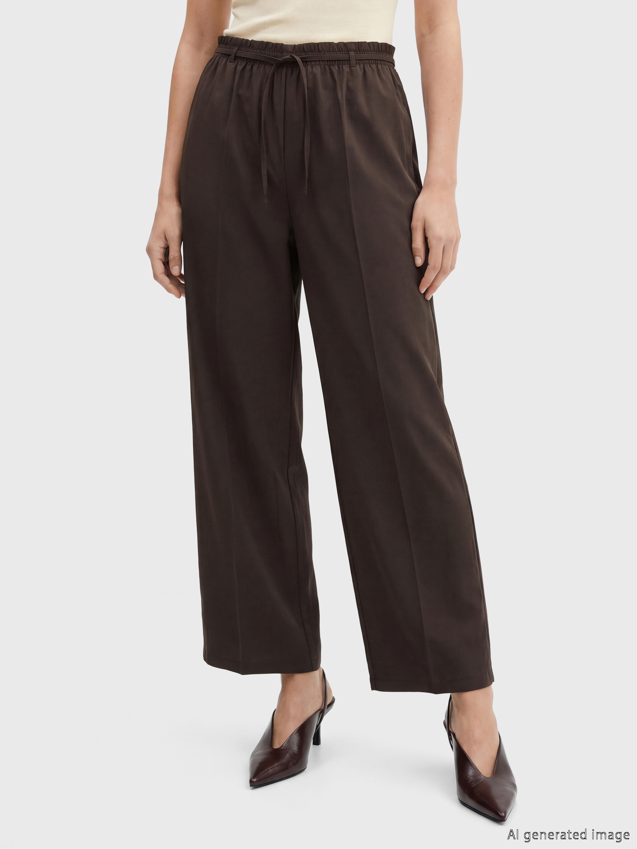 LCW Modest Beli Lastikli Geniş Paça Kadın Pantolon görsel 2
