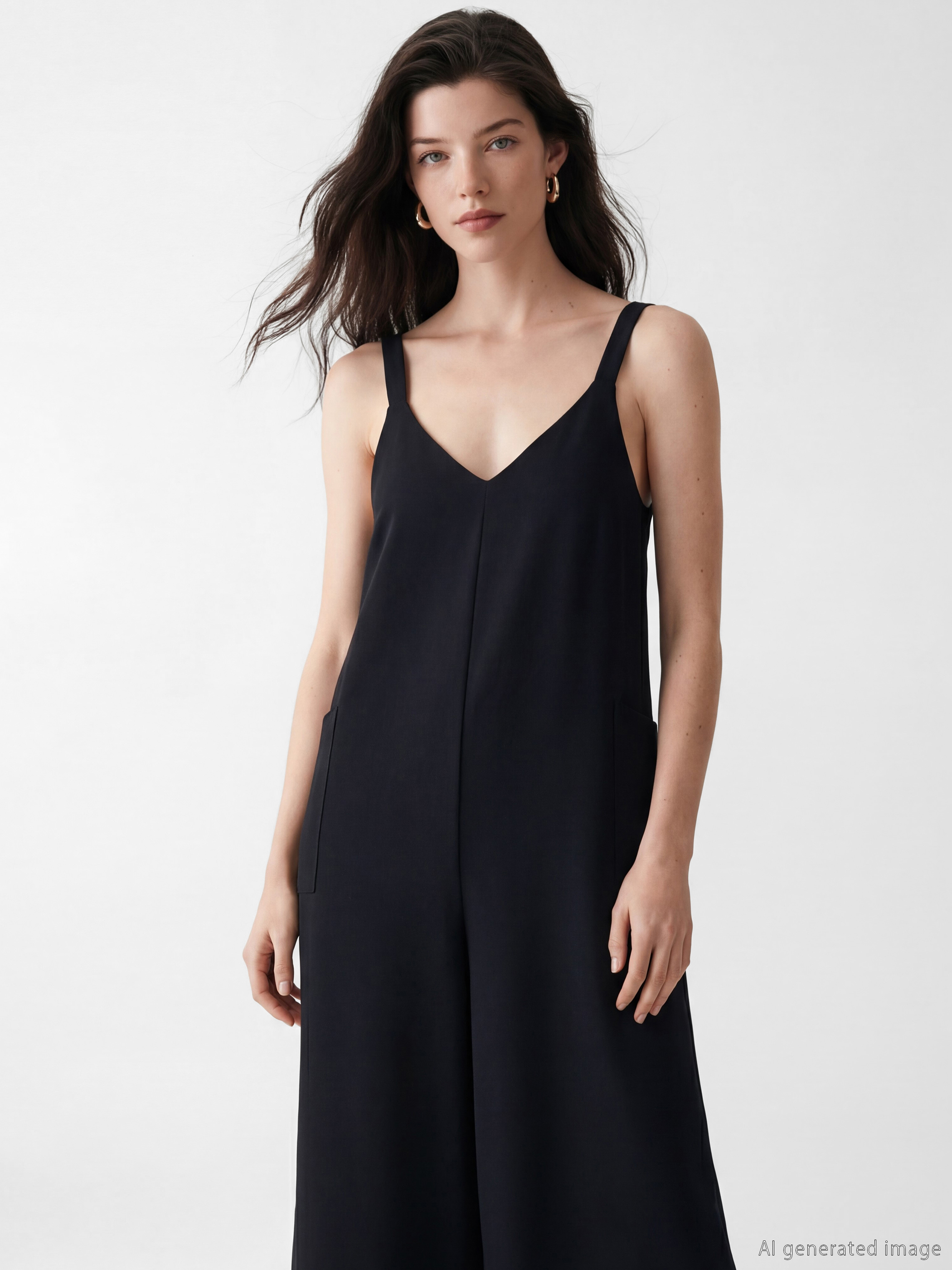 LCW Comfort V Yaka Askılı Kadın Tulum görsel 2