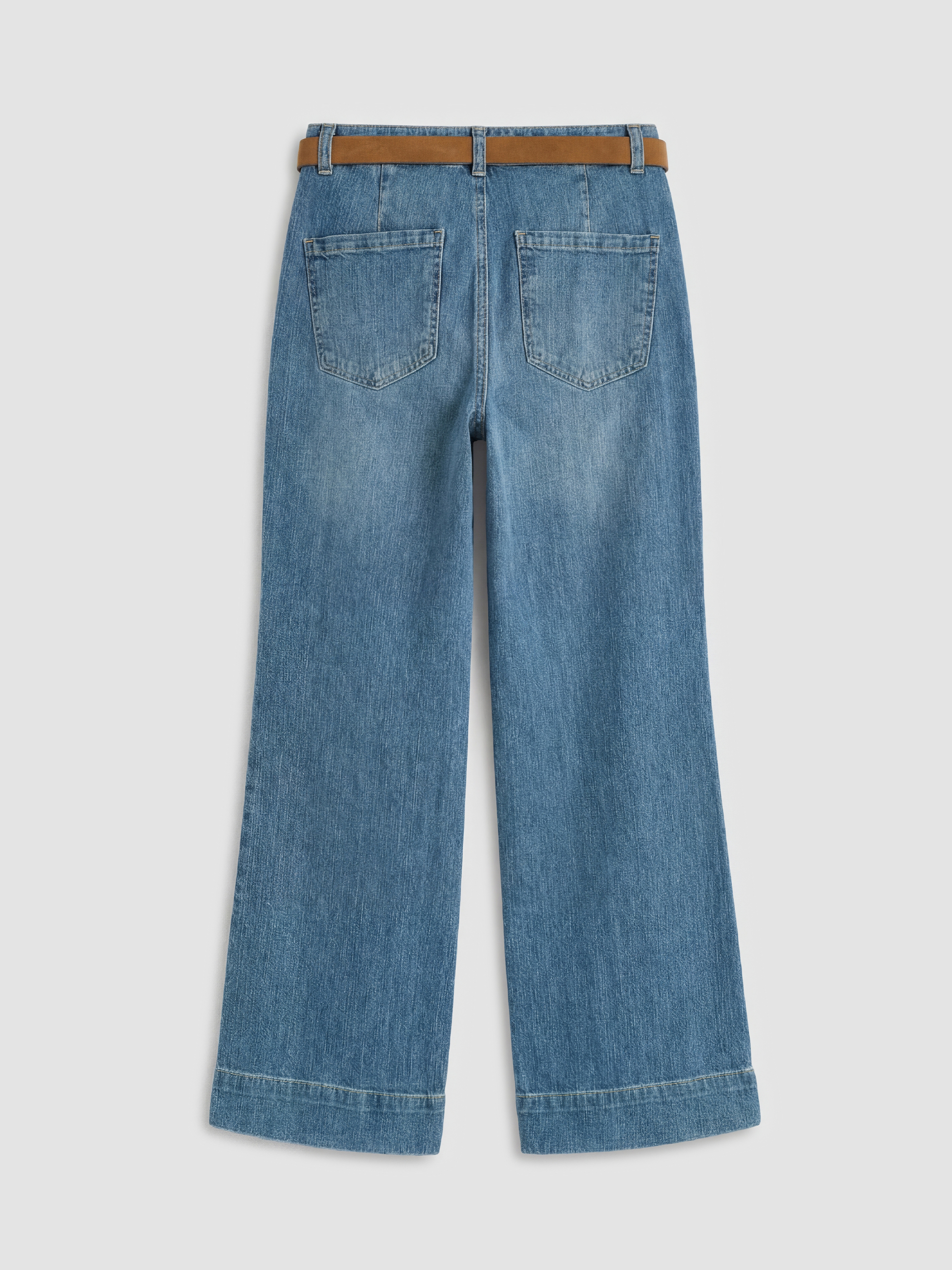LCW Jeans Beli Kemerli Wideleg Kadın Jean Pantolon görsel 6