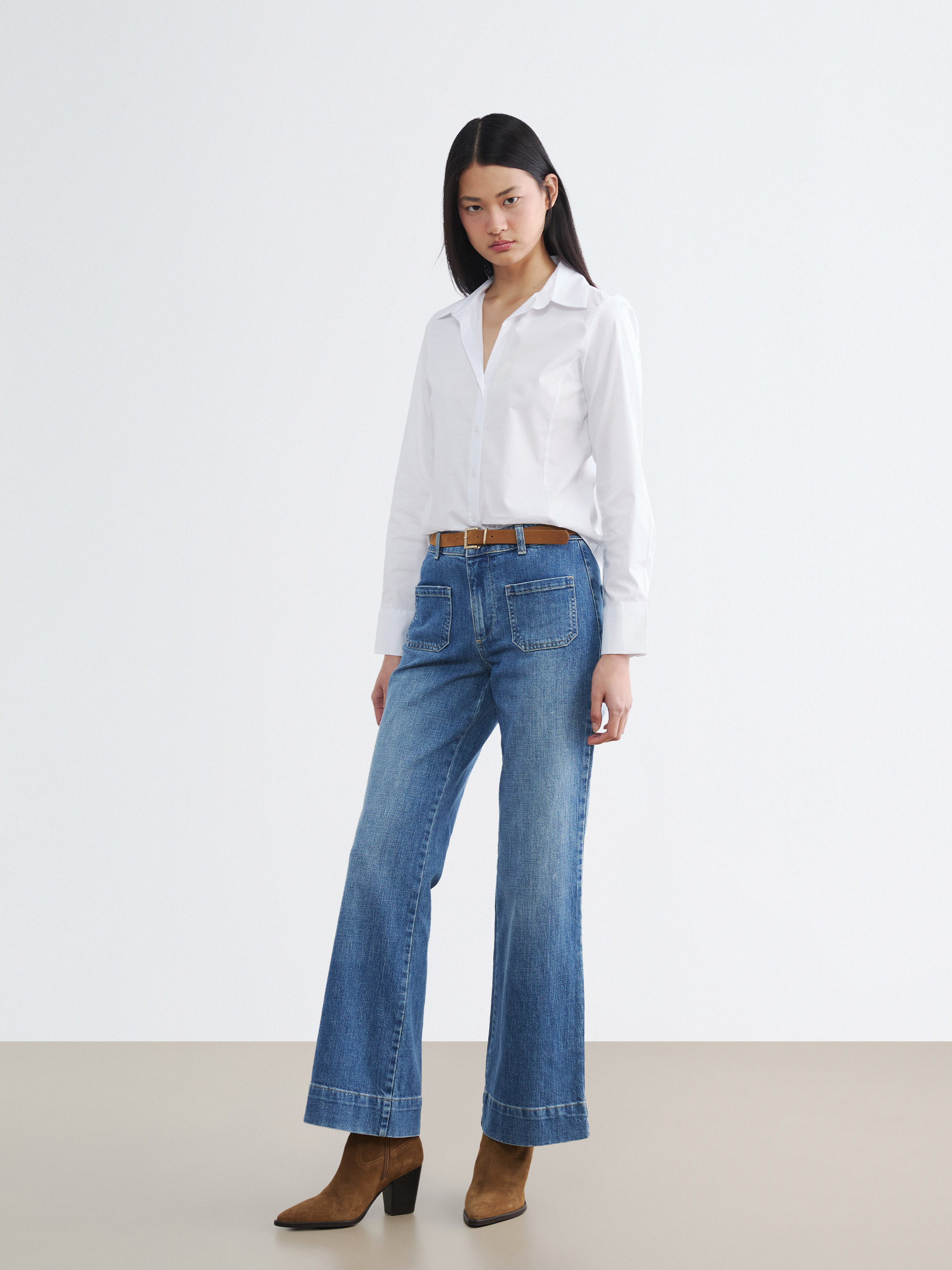 LCW Jeans Beli Kemerli Wideleg Kadın Jean Pantolon