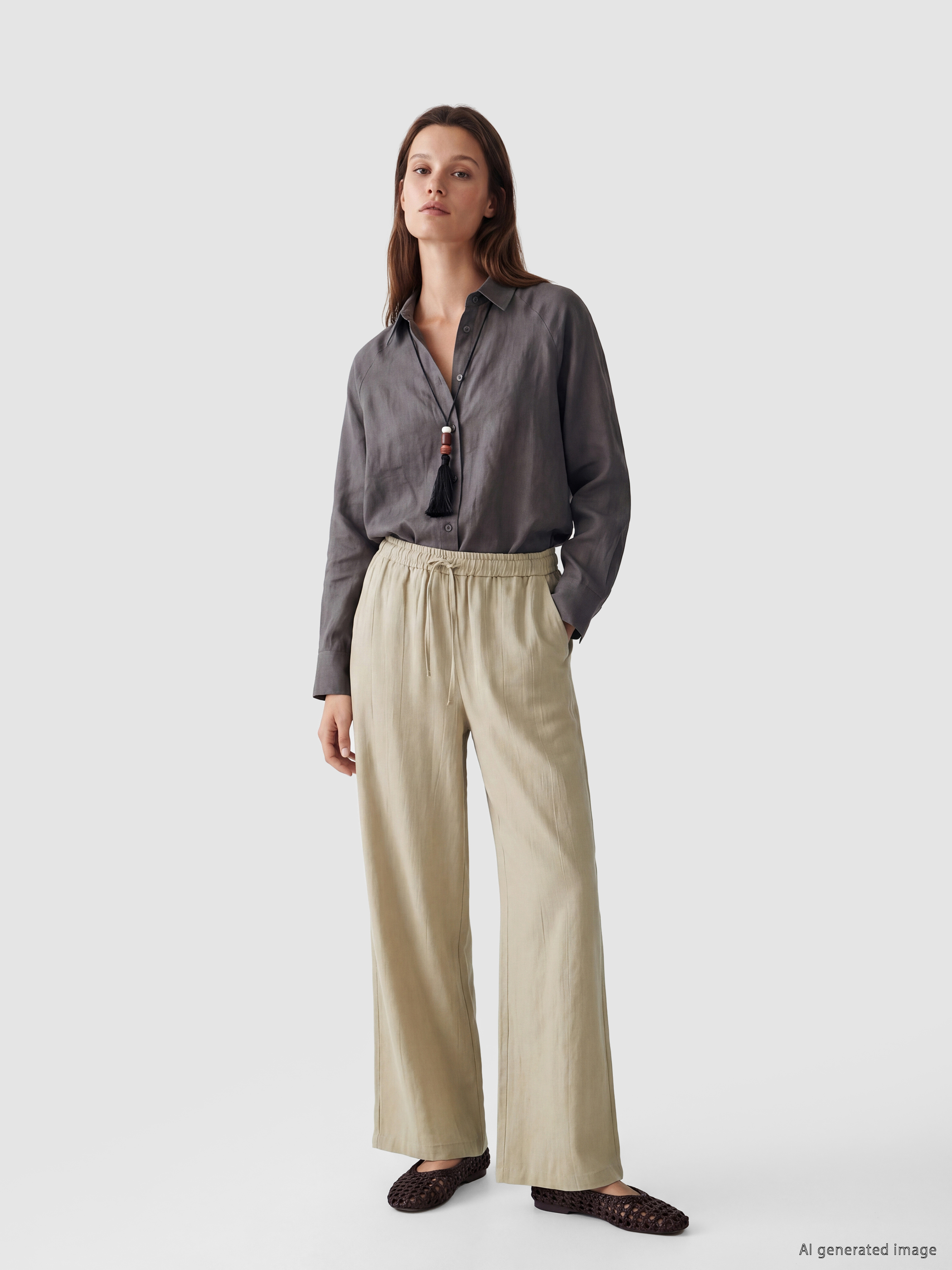 LCW Modest Beli Lastikli Dokulu Kadın Pantolon