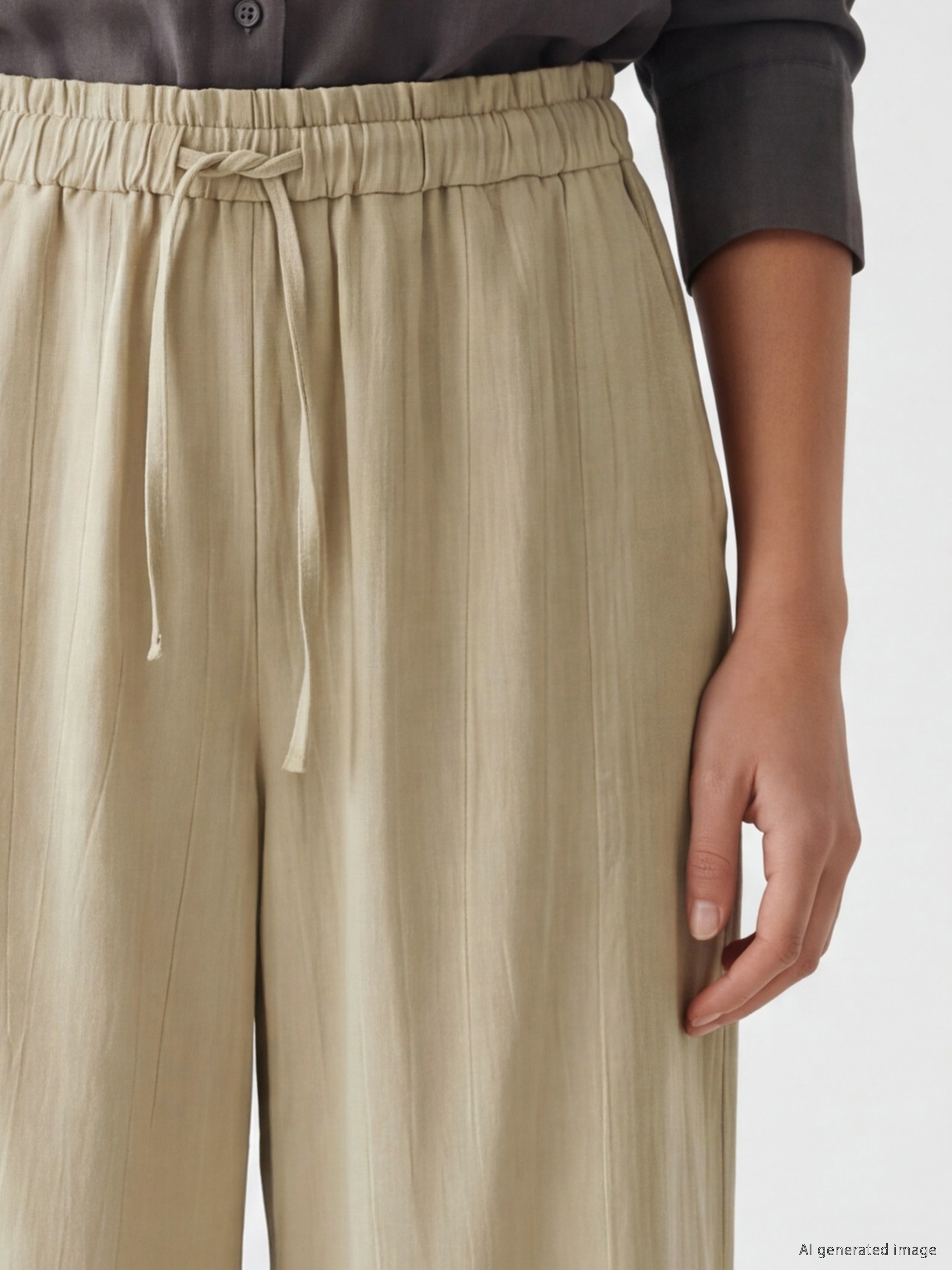 LCW Modest Beli Lastikli Dokulu Kadın Pantolon görsel 3
