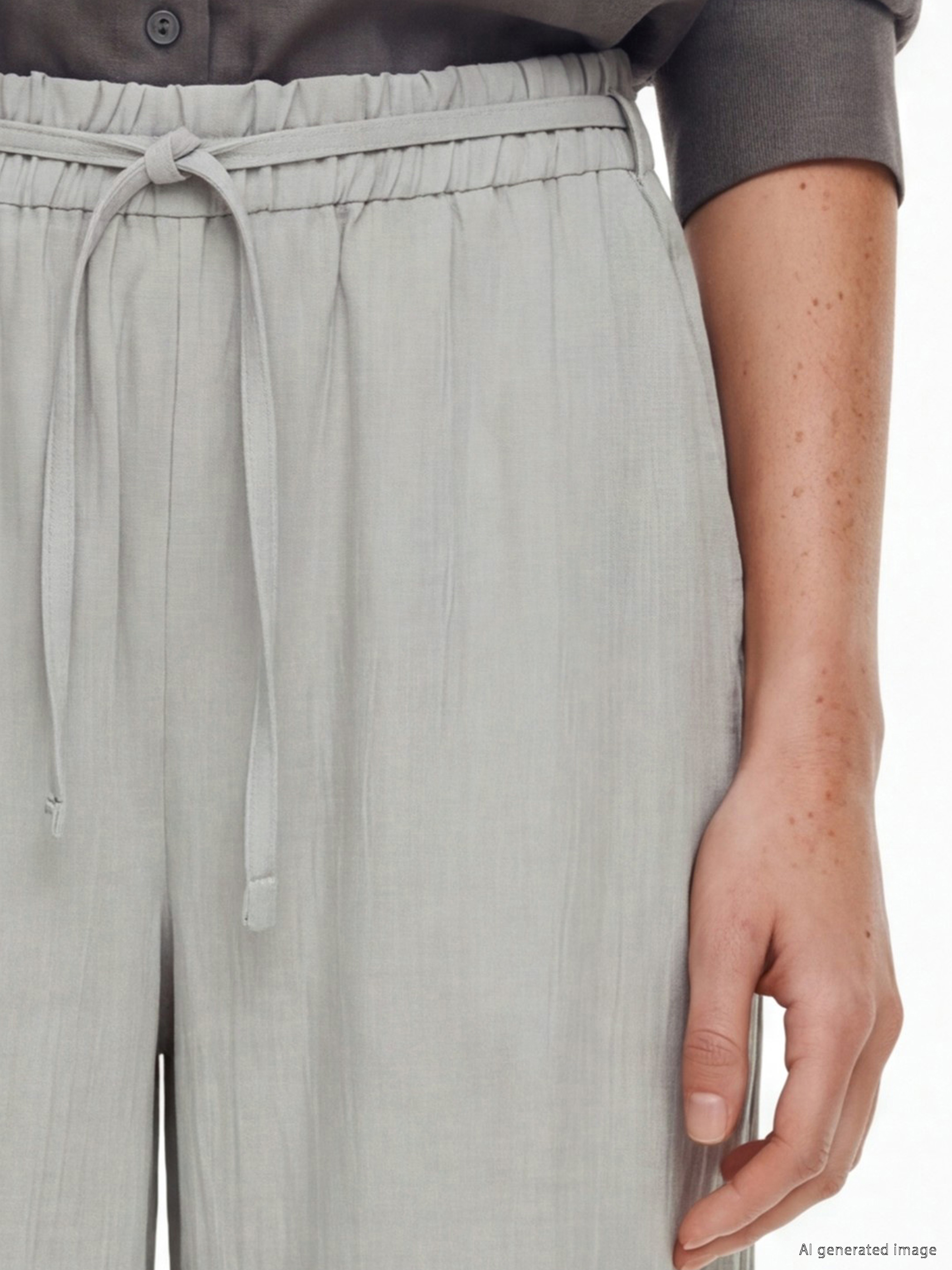 LCW Modest Beli Lastikli Dokulu Kadın Pantolon görsel 3