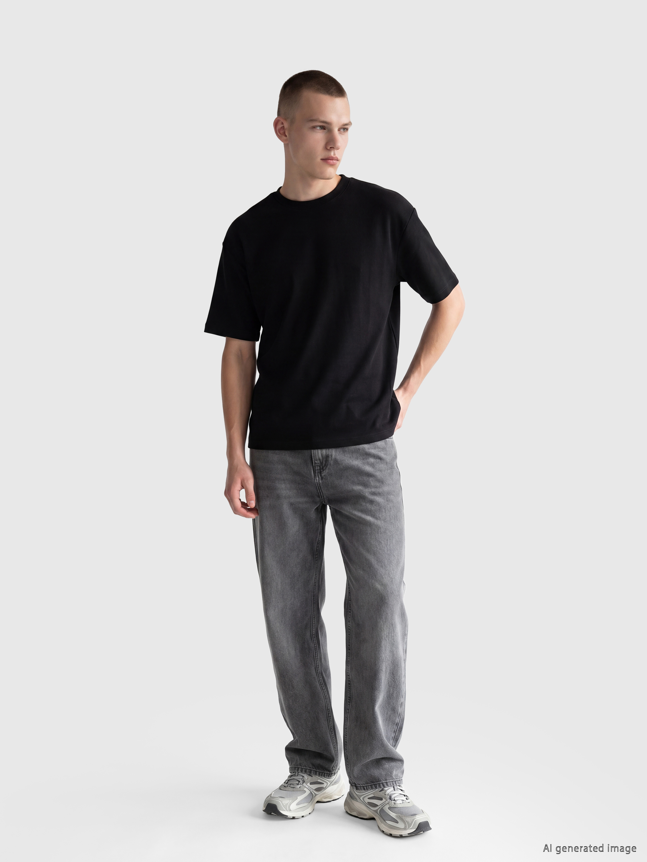 XSIDE Relax Fit Bisiklet Yaka Erkek Tişört görsel 2