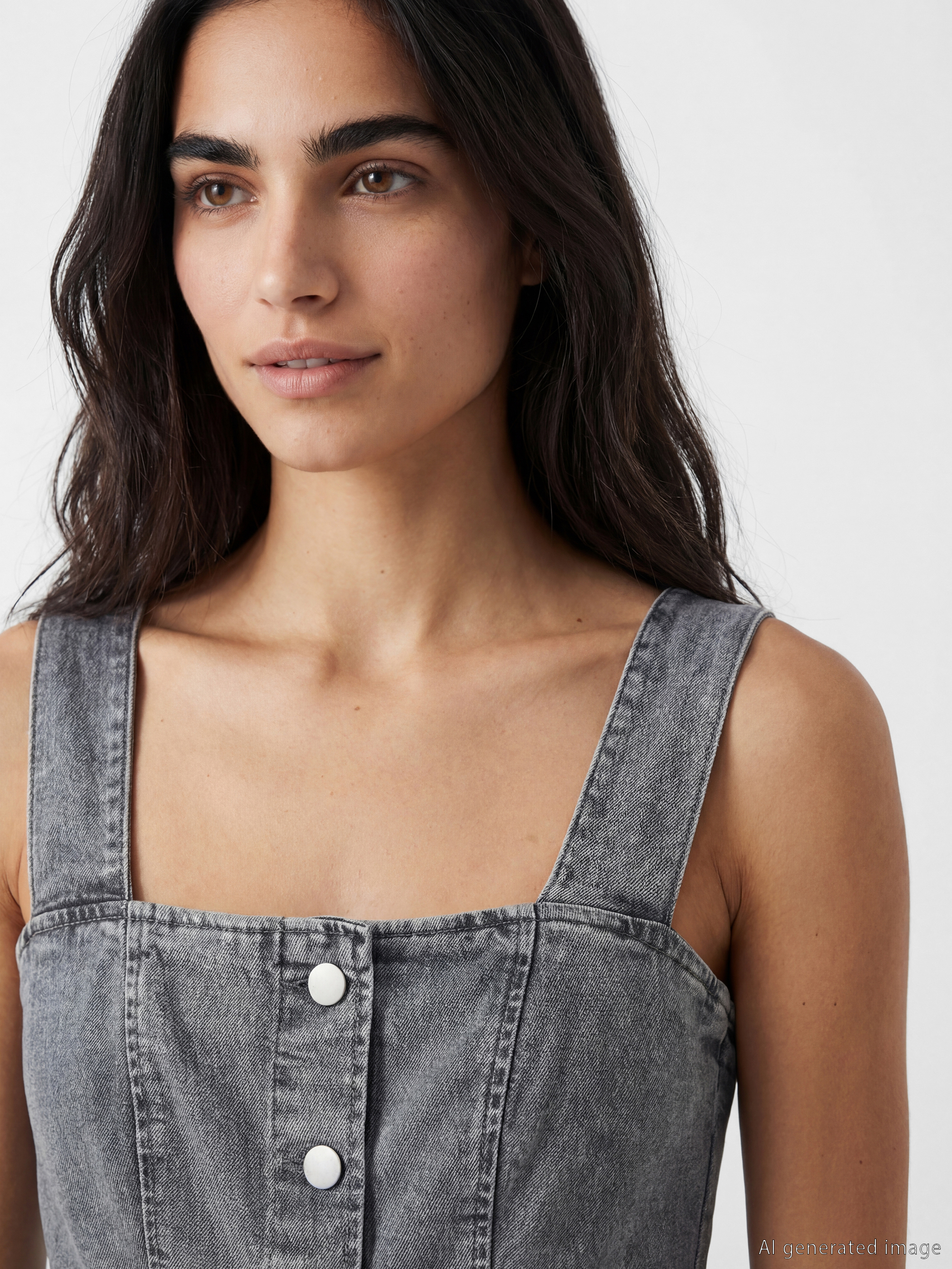 Natuvera Kare Yaka Belden Oturtmalı Mini Jean Elbise görsel 3