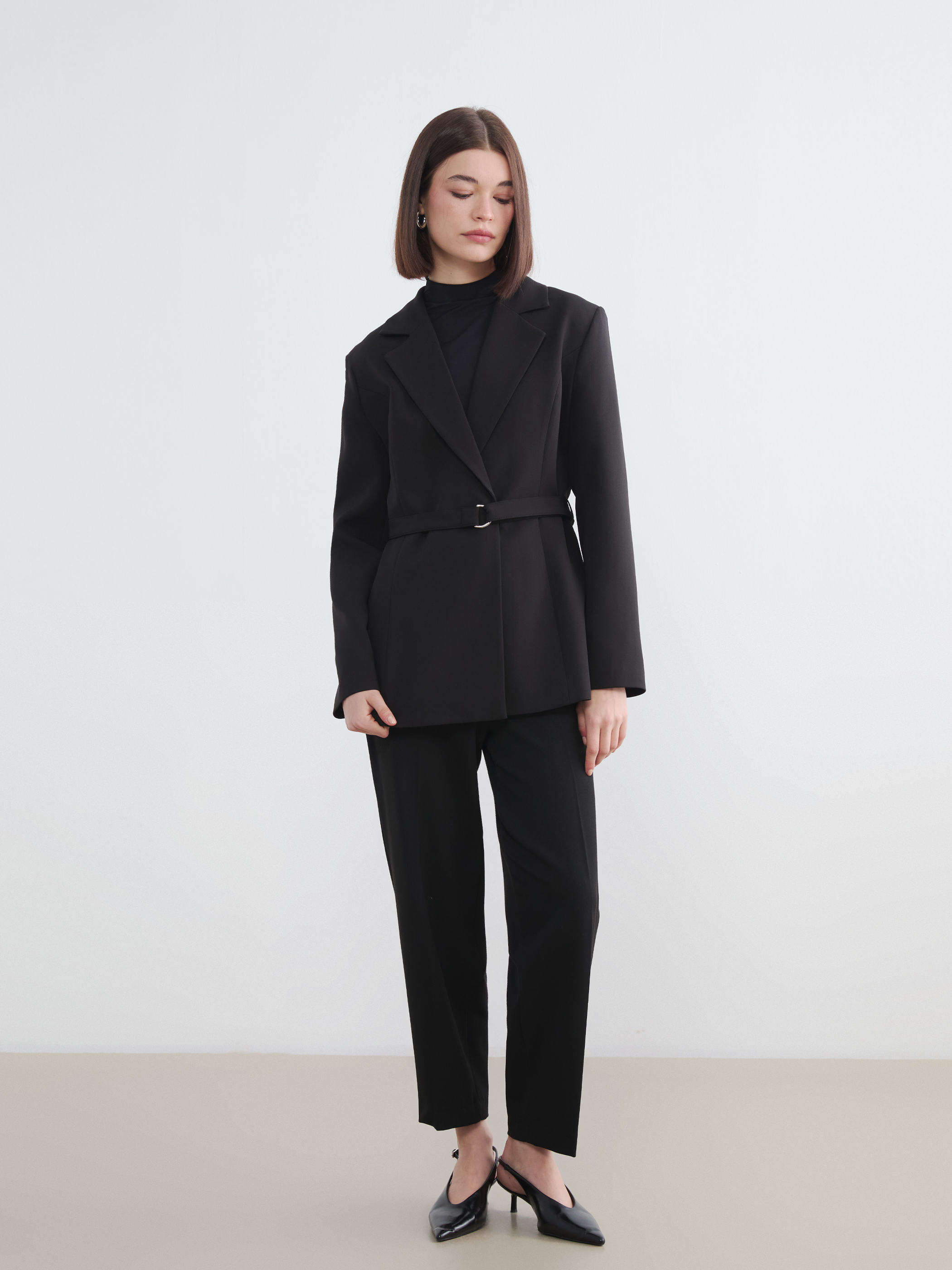 LCW Modest Beli Kemerli Kadın Blazer Ceket görsel 2