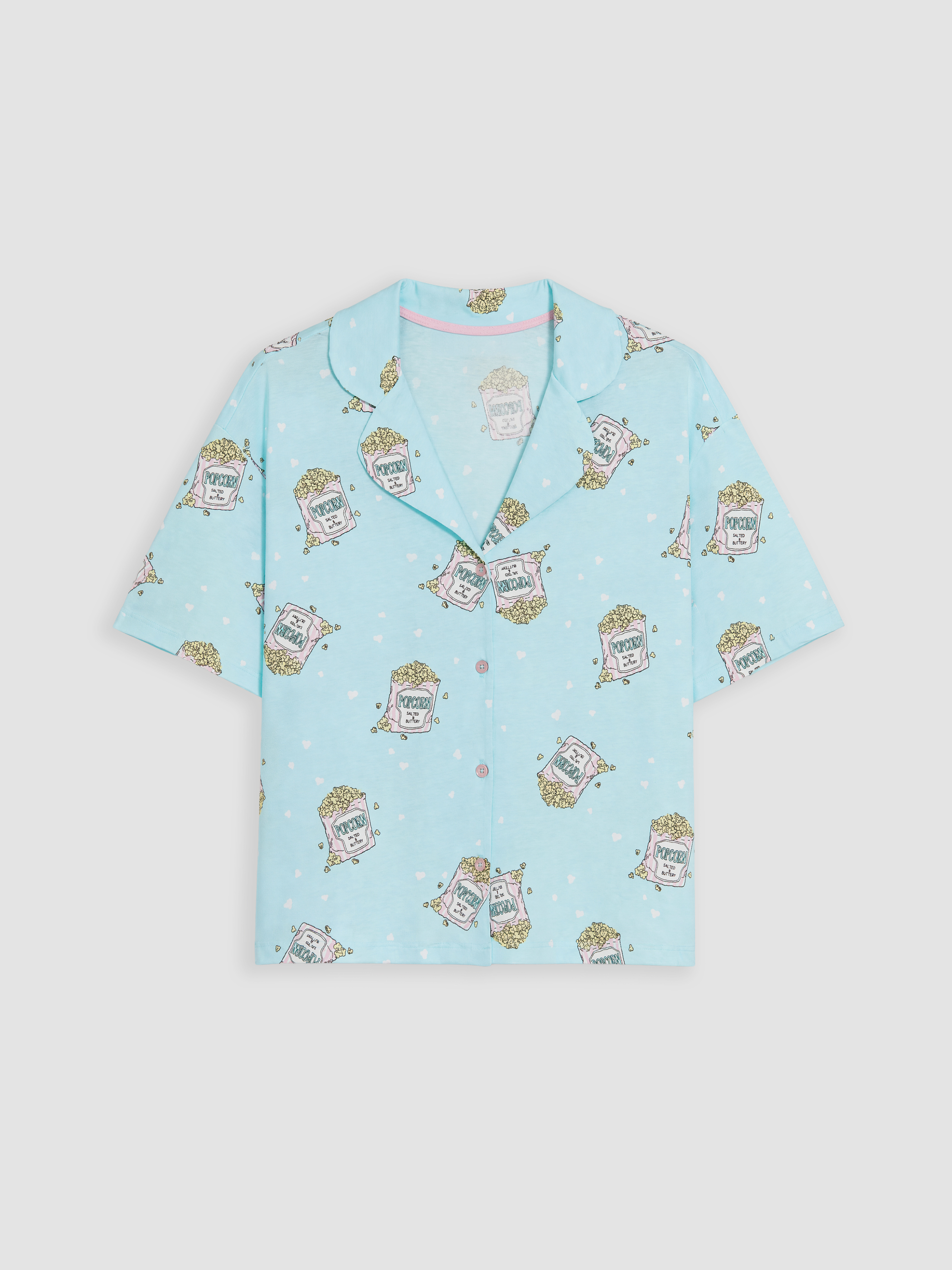 LCW Young Gömlek Yaka Baskılı Kadın Şortlu Pijama Takımı görsel 6