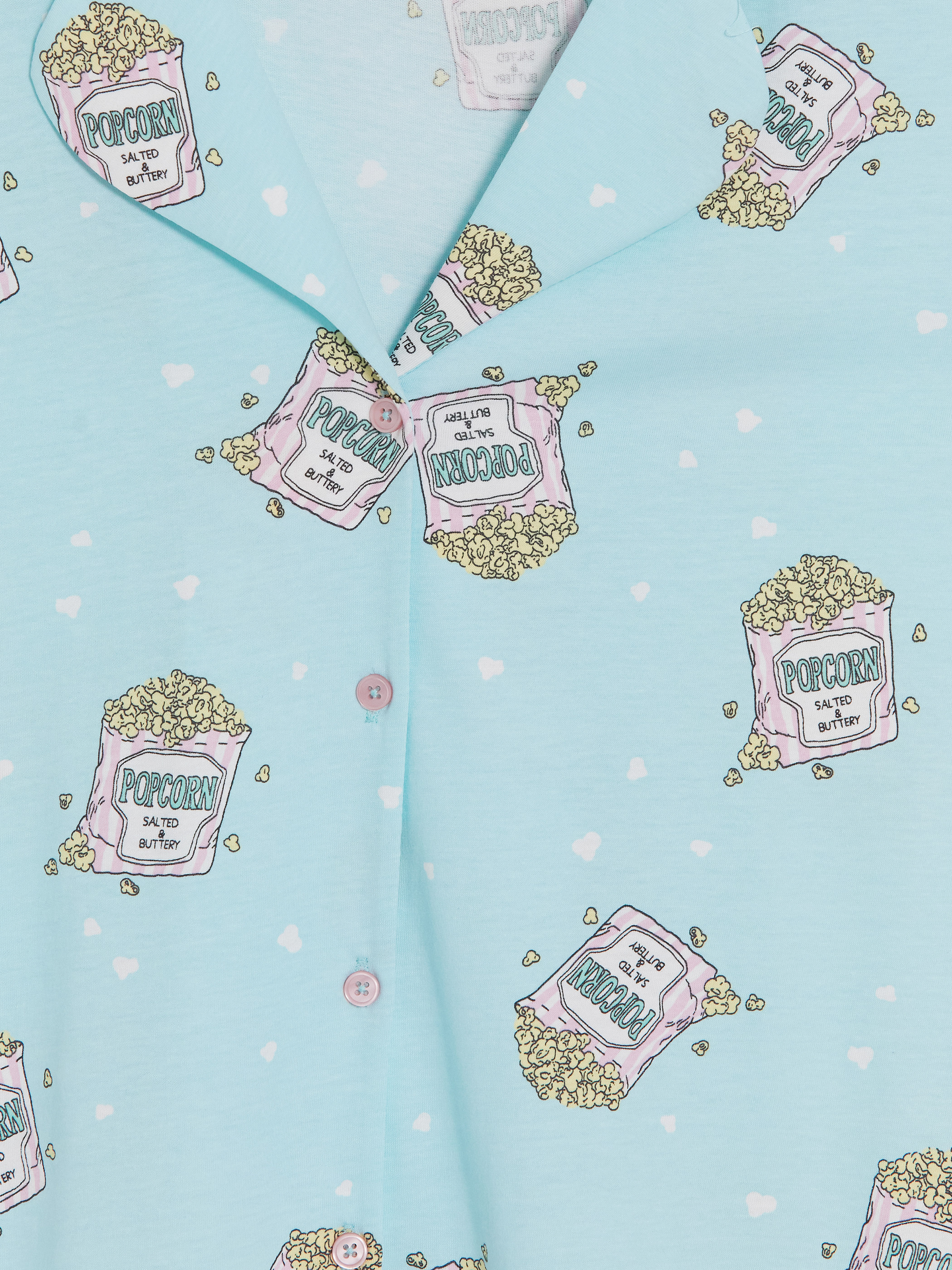 LCW Young Gömlek Yaka Baskılı Kadın Şortlu Pijama Takımı görsel 7