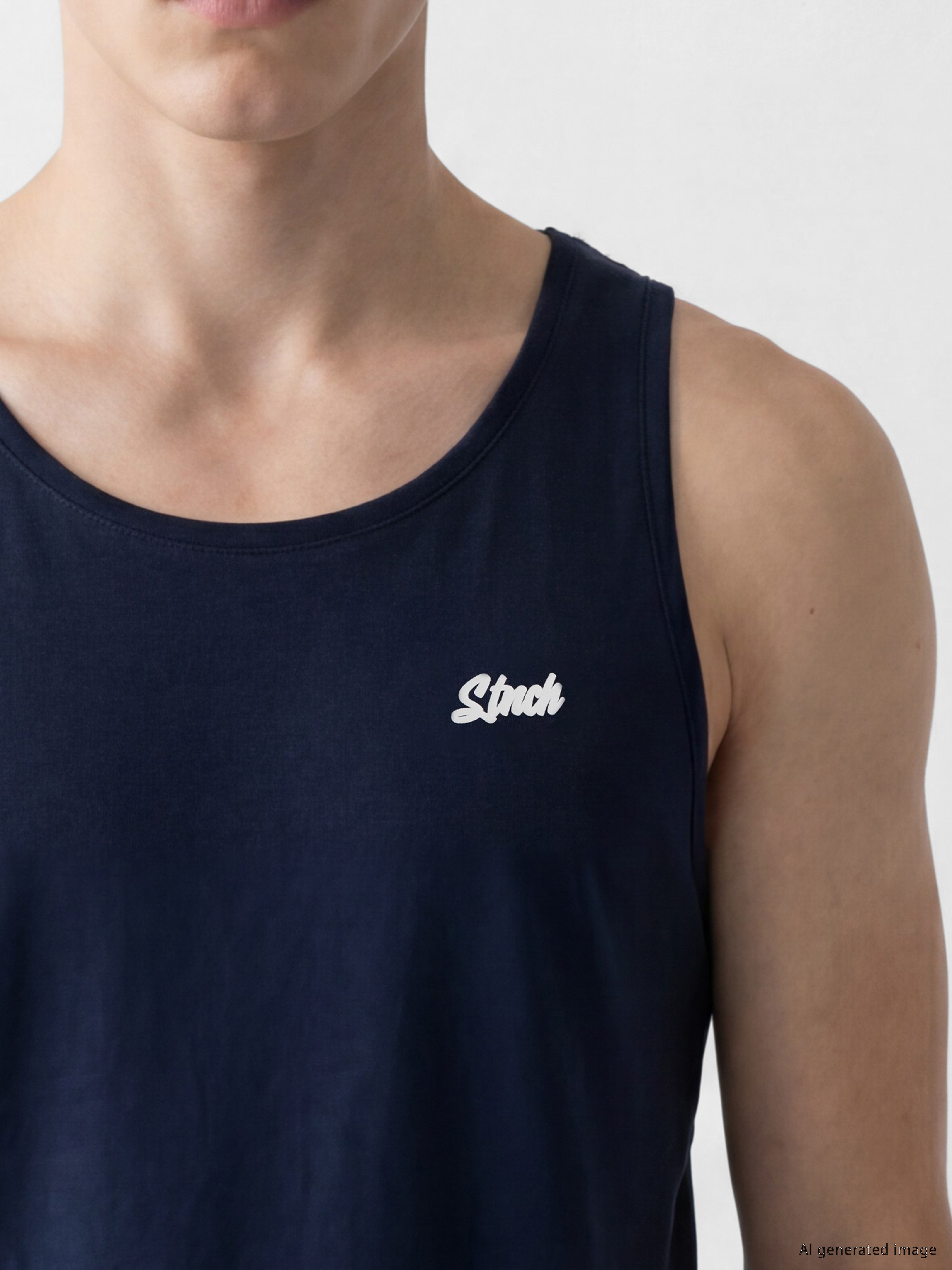 XSIDE Bisiklet Yaka Stitch Nakışlı Erkek Kolsuz Tişört görsel 3