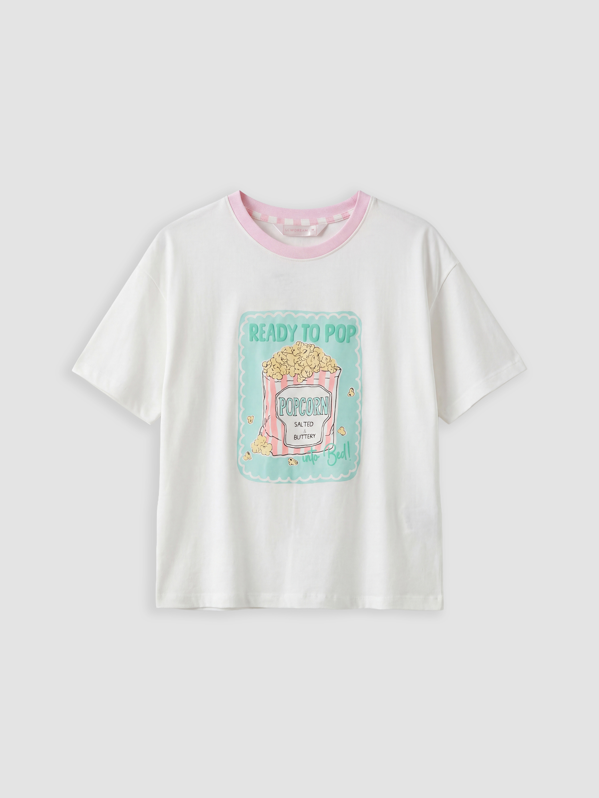 LCW Young Bisiklet Yaka Baskılı Kadın Pijama Takımı görsel 6