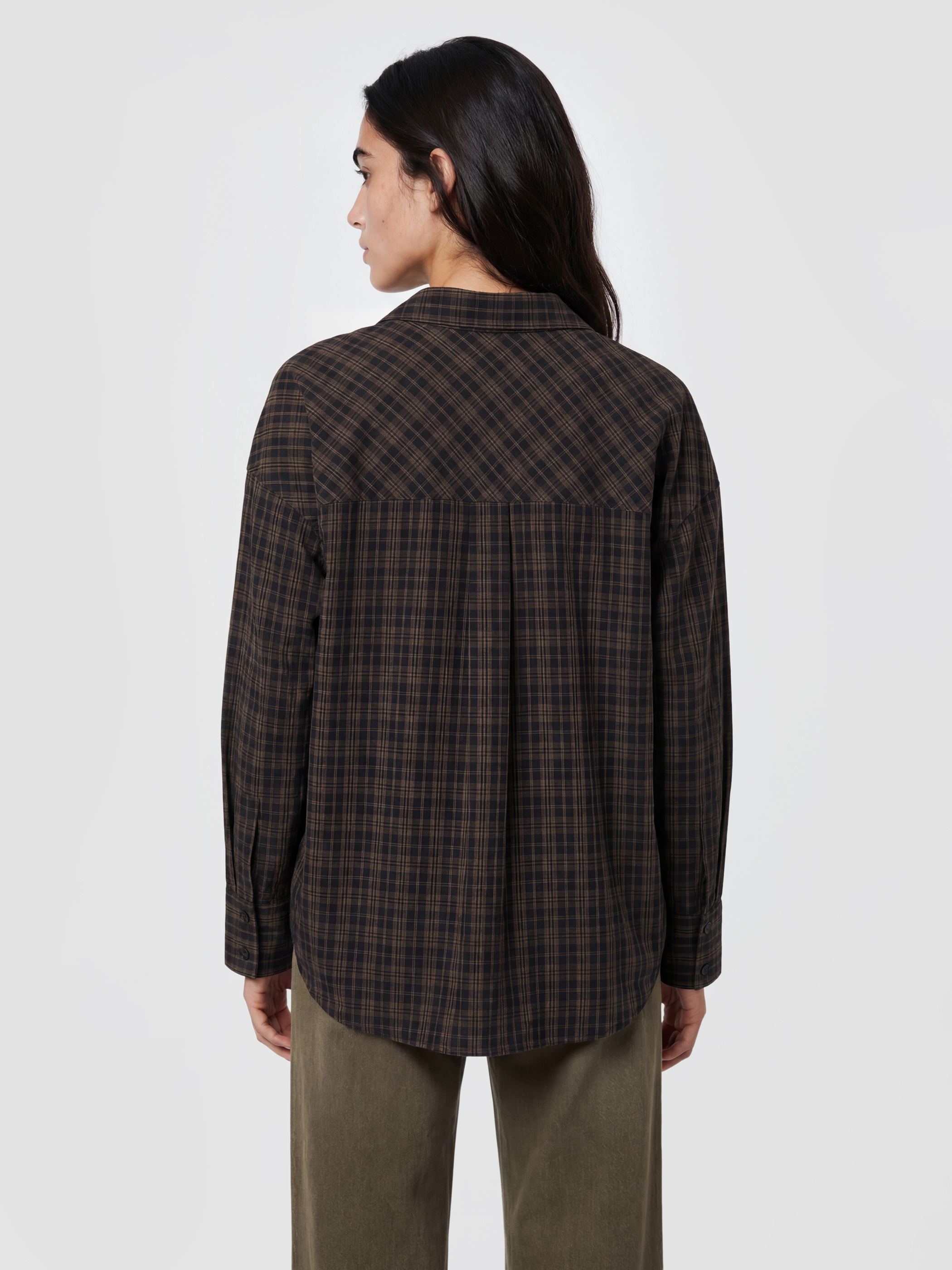 LCW Vision Ekose Oversize Kadın Gömlek görsel 3