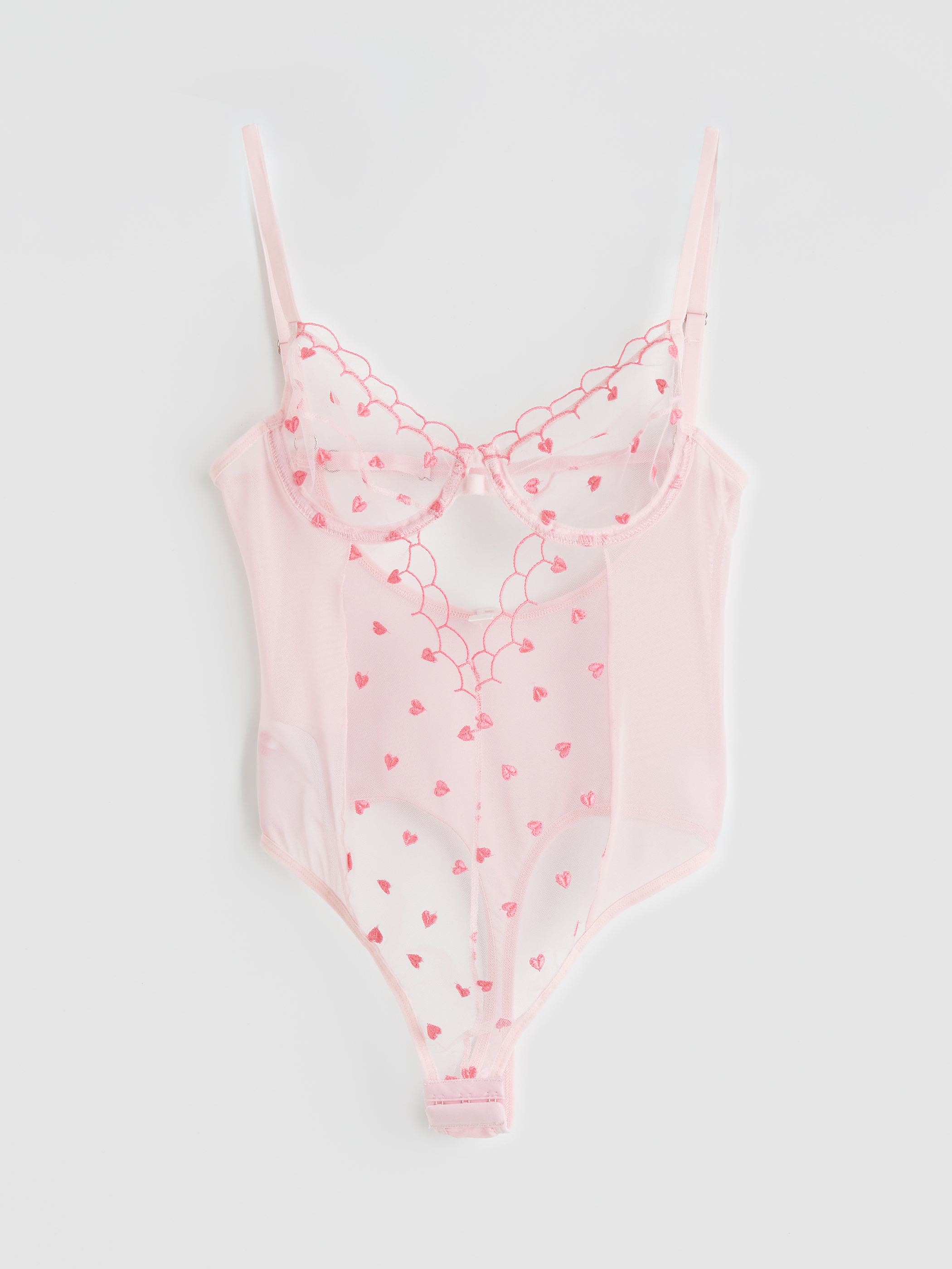 LCW DREAM Balenli Dolgusuz Kalp Nakışlı Brode Bodysuit