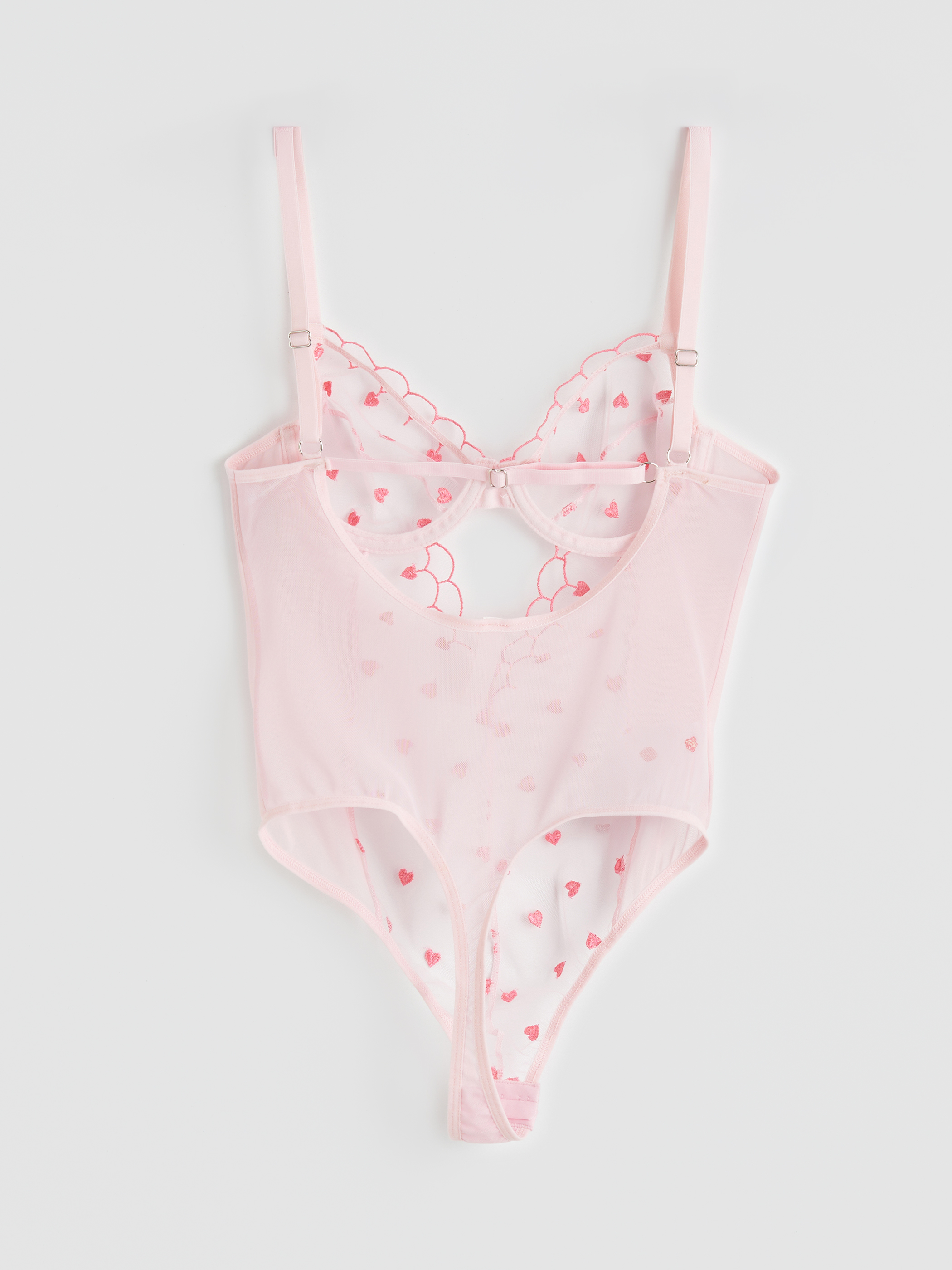 LCW DREAM Balenli Dolgusuz Kalp Nakışlı Brode Bodysuit görsel 2