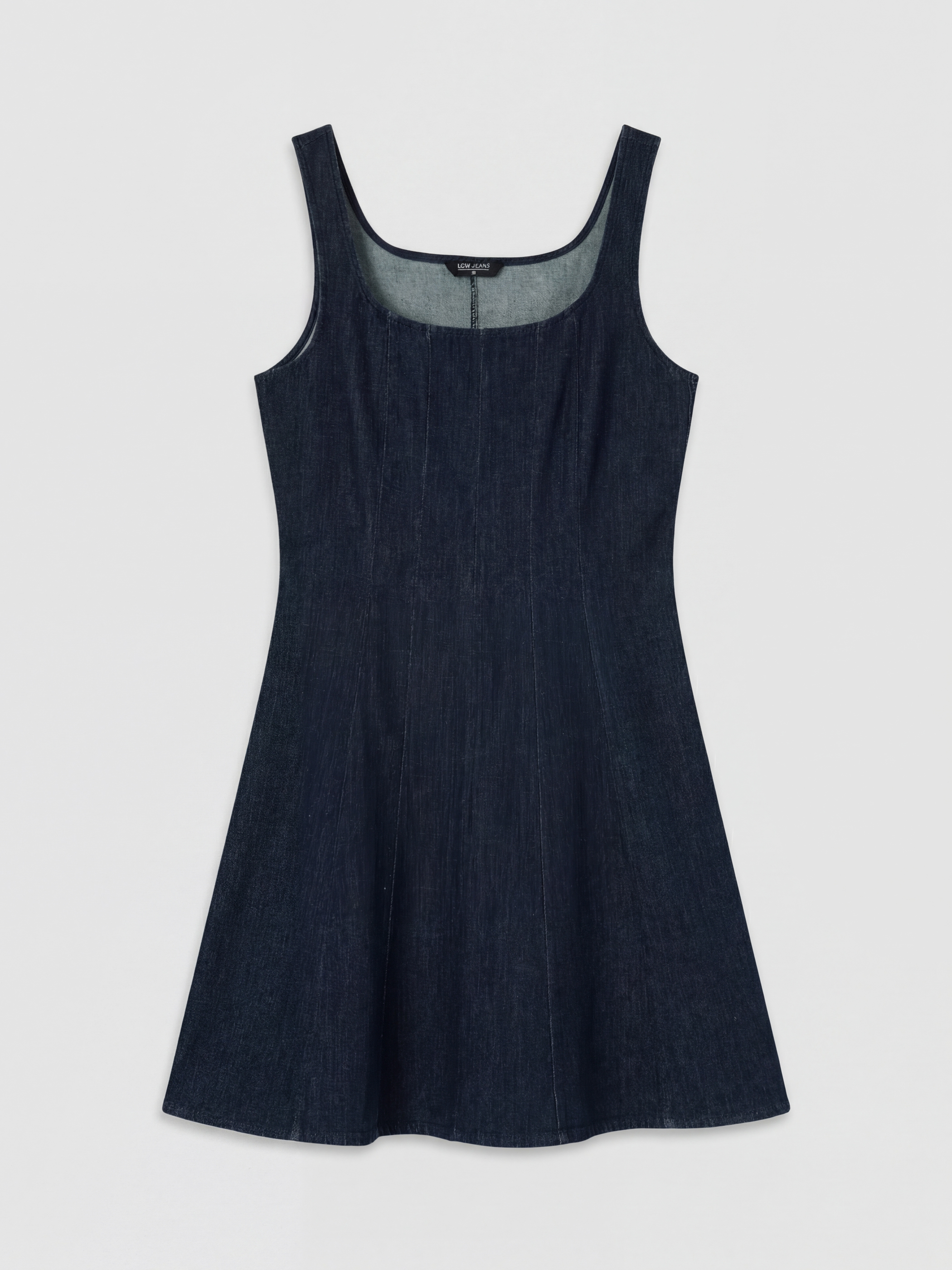 LCW Jeans Kare Yaka Peplum Mini Jean Elbise görsel 5