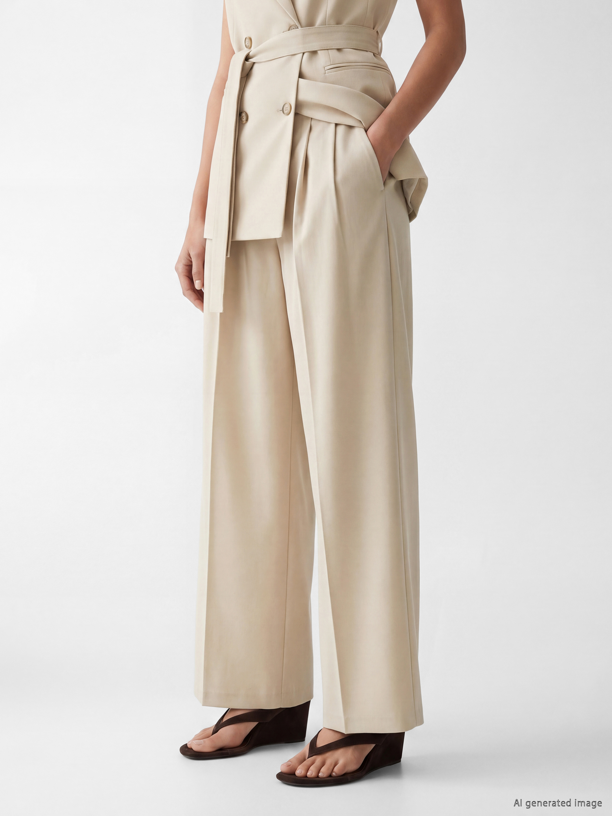 LCW Vision Loose Fit Kadın Pileli Kumaş Pantolon görsel 2