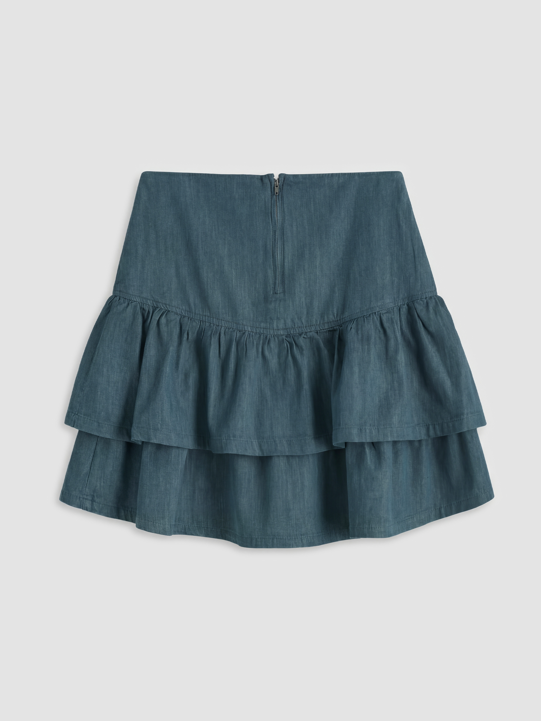 Natuvera Beli Fermuarlı Taşlı Katkat Mini Jean Etek görsel 7