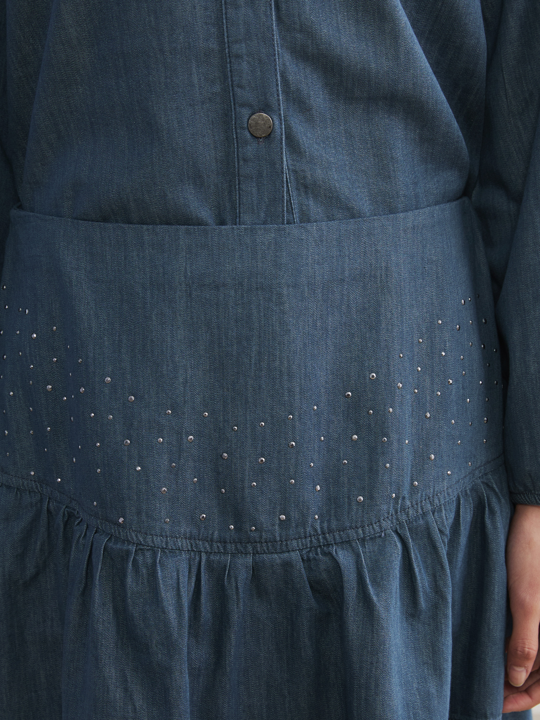 Natuvera Beli Fermuarlı Taşlı Katkat Mini Jean Etek görsel 4