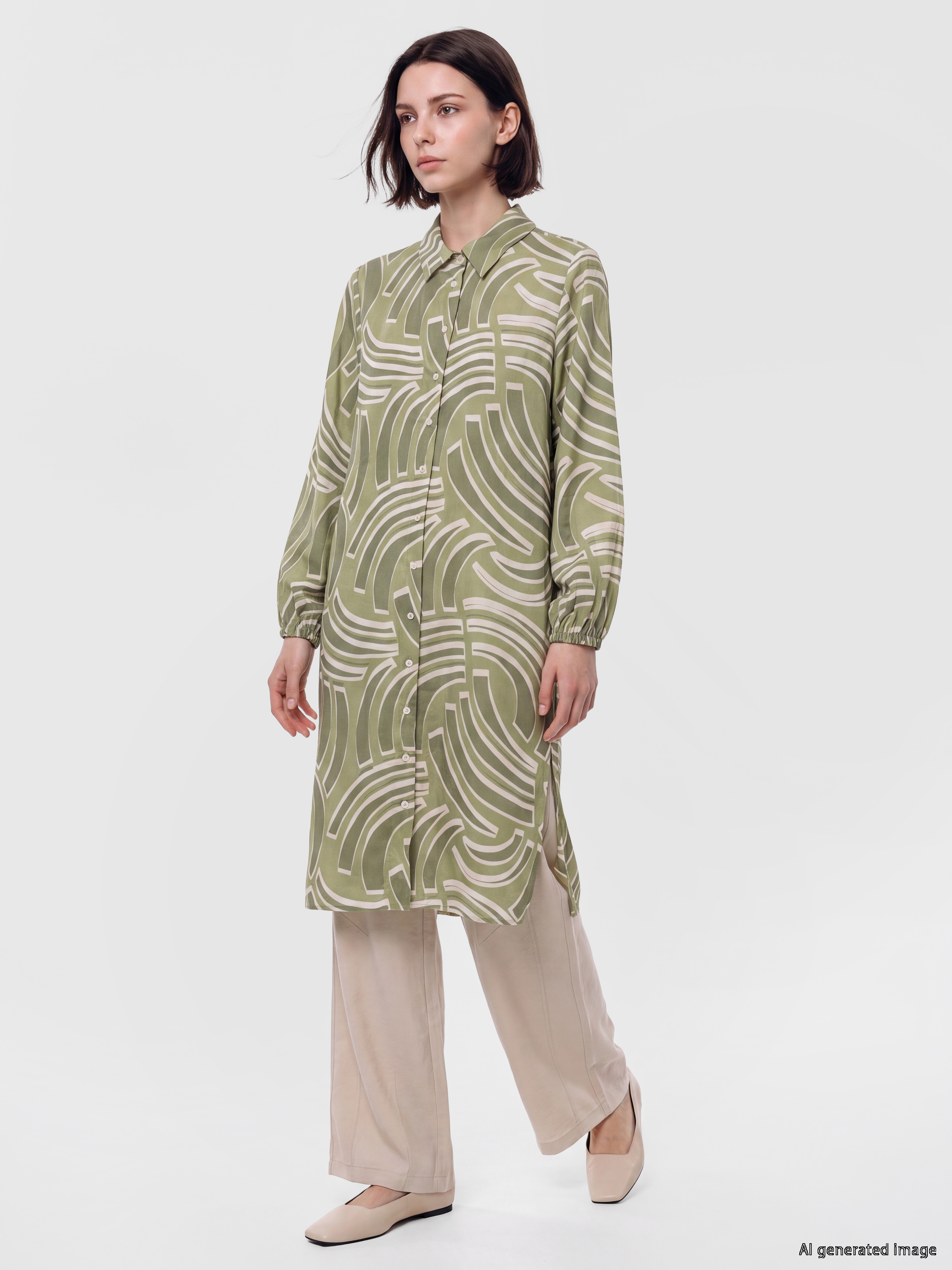 LCW Modest Desenli Kadın Gömlek Tunik görsel 3
