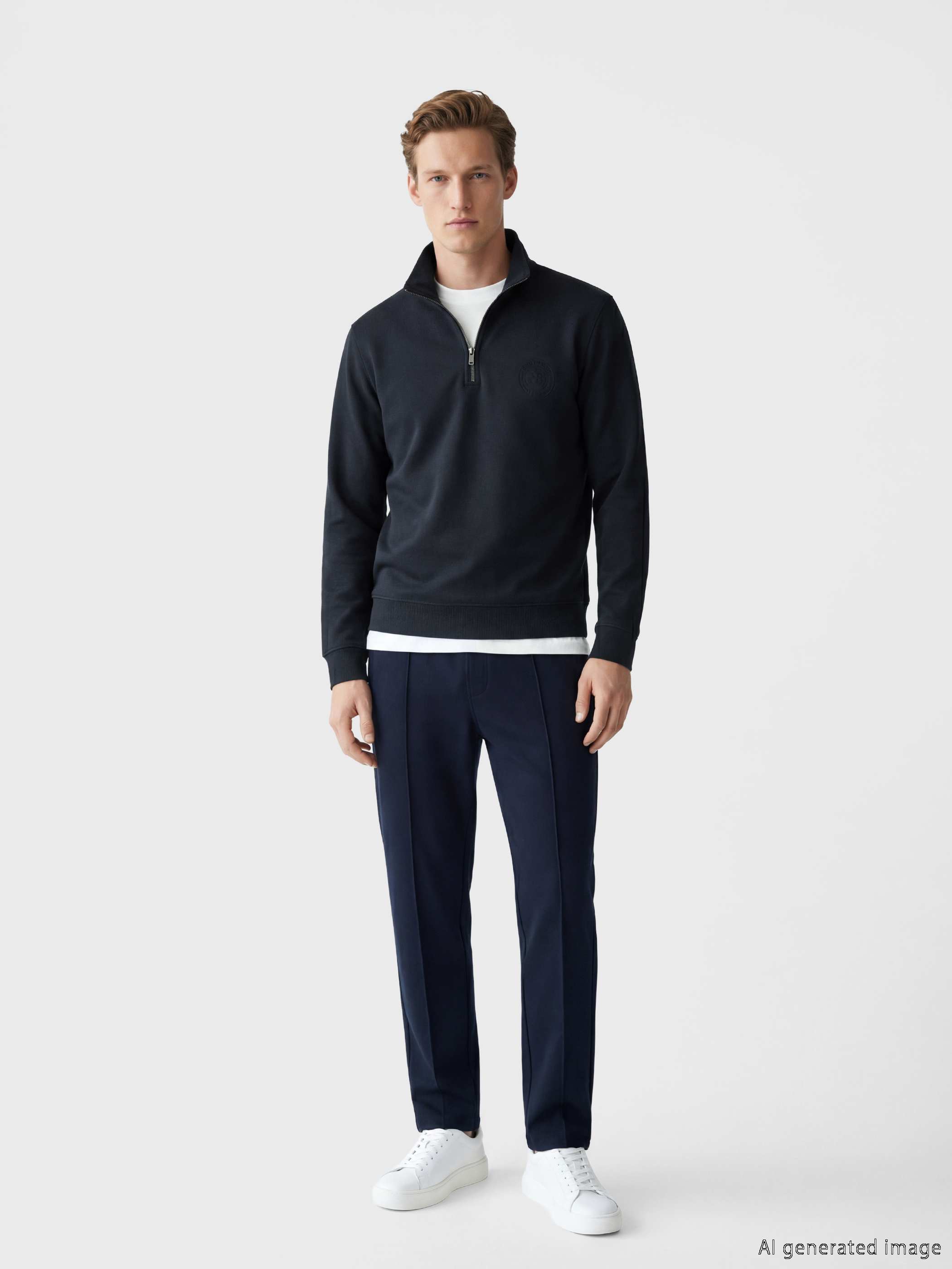SOUTHBLUE Fermuarlı Dik Yaka Nakışlı Erkek Sweatshirt görsel 2