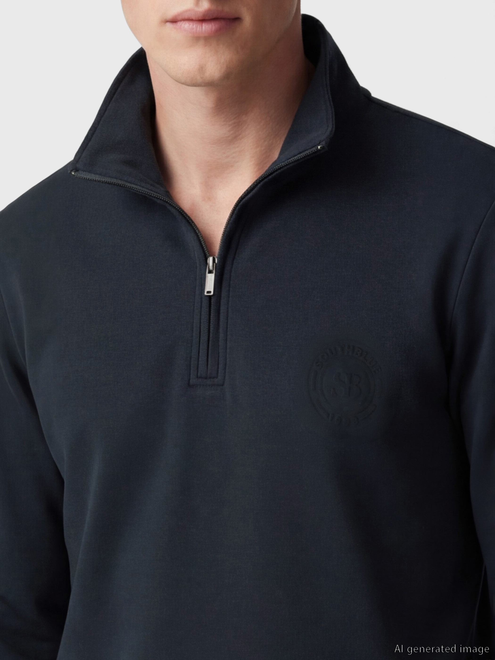 SOUTHBLUE Fermuarlı Dik Yaka Nakışlı Erkek Sweatshirt görsel 3