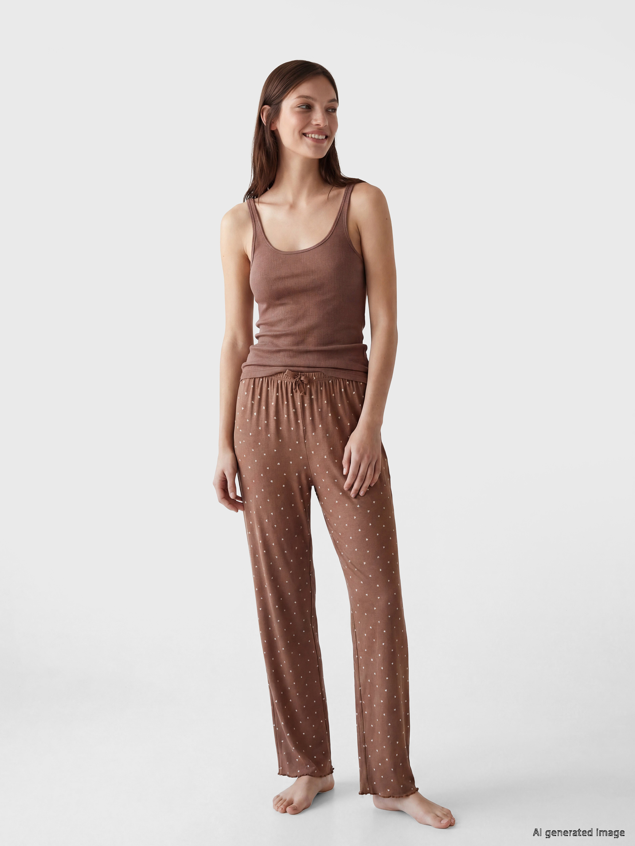 LCW DREAM U Yaka Fitilli Kadın Pijama Üst görsel 2