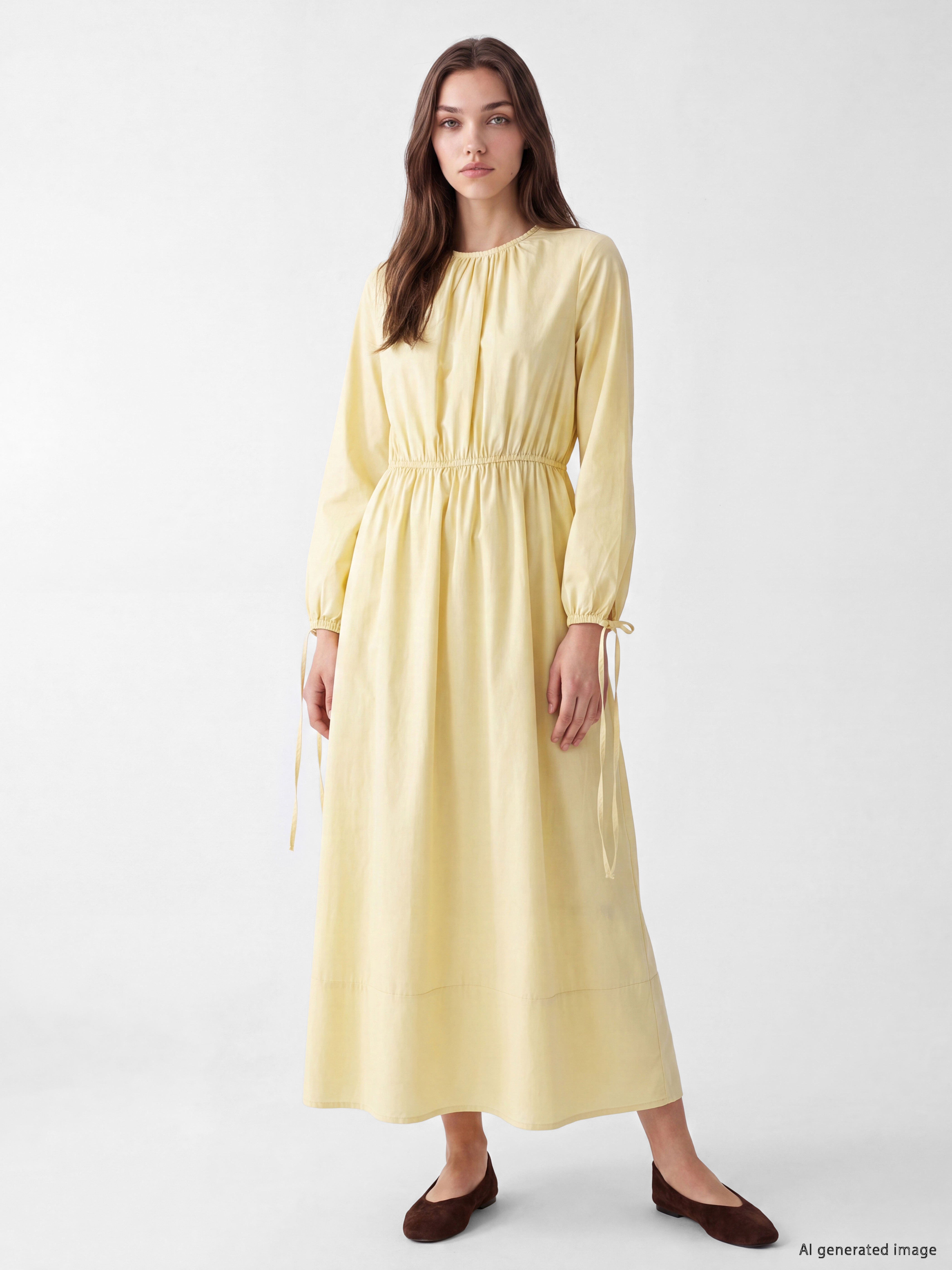 LCW Modest Belden Oturtmalı Poplin Elbise