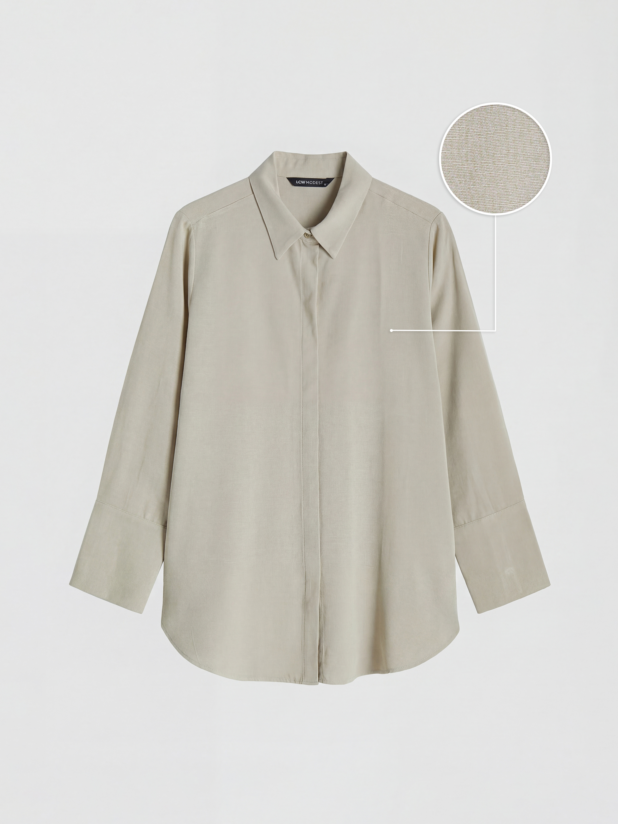 LCW Modest Oversize Keten Karışımlı Kadın Gömlek Tunik görsel 5