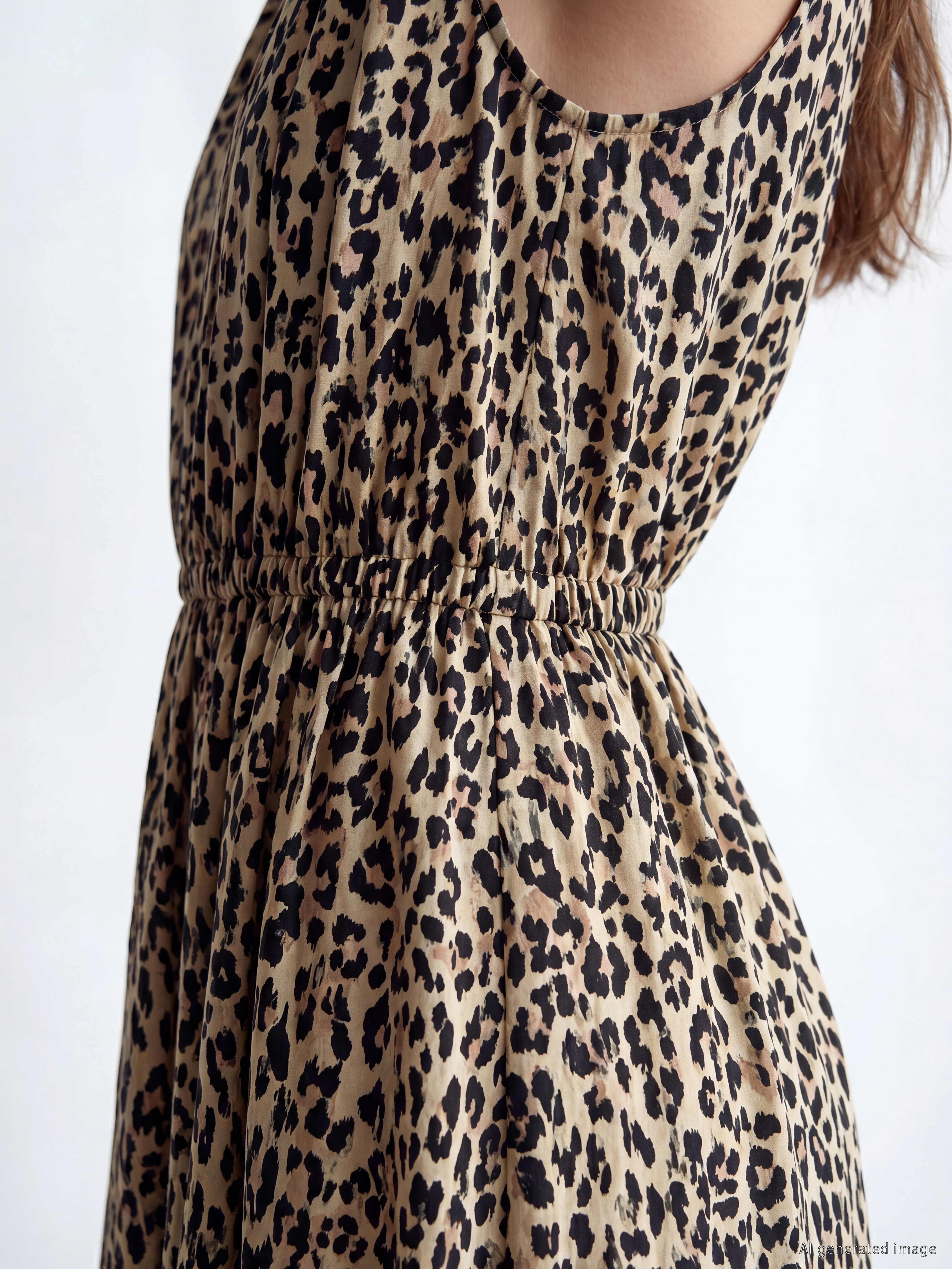LCWAIKIKI Classic Leopar Desenli Belden Oturtmalı Elbise görsel 3