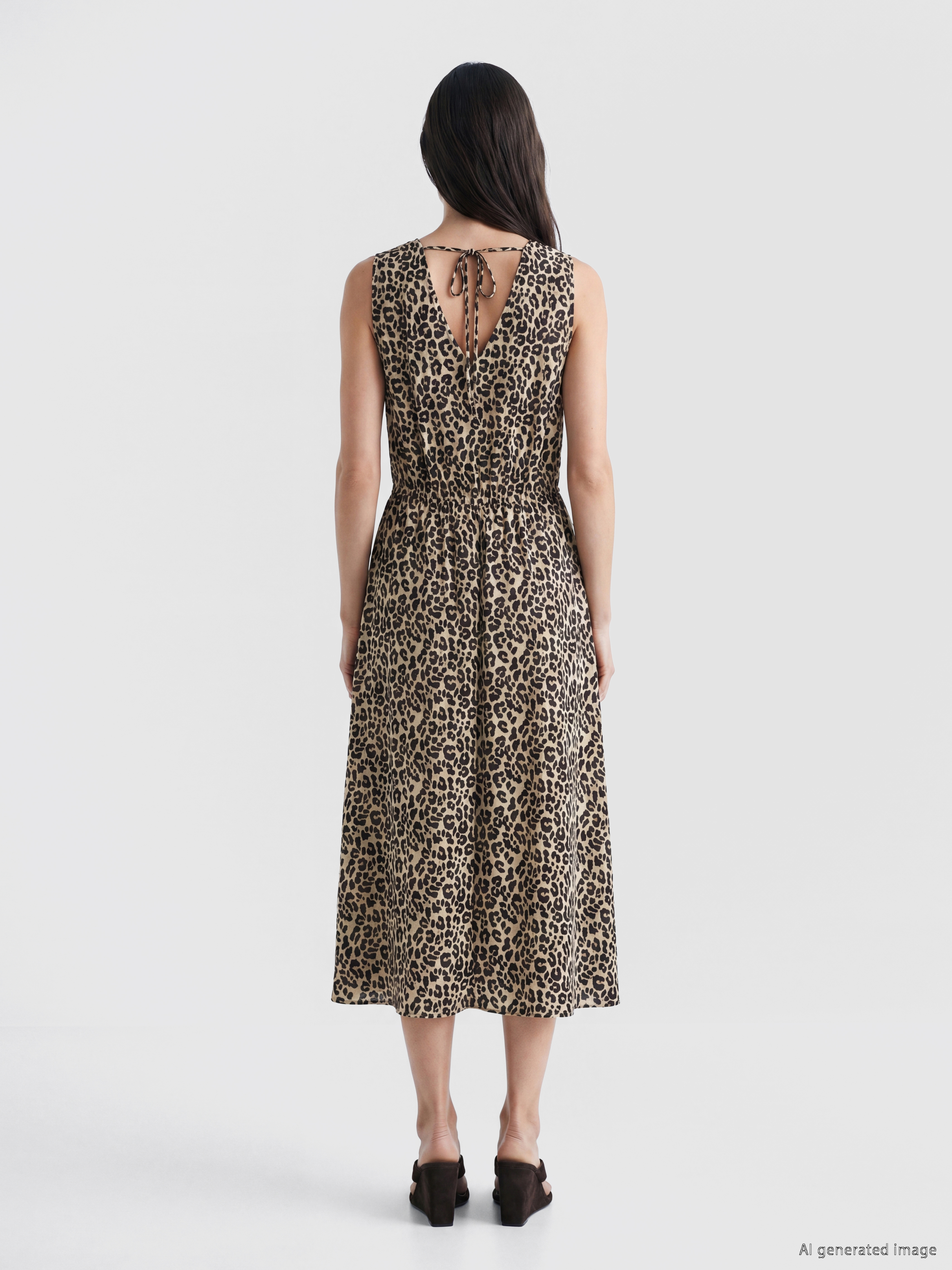 LCWAIKIKI Classic Leopar Desenli Belden Oturtmalı Elbise görsel 4