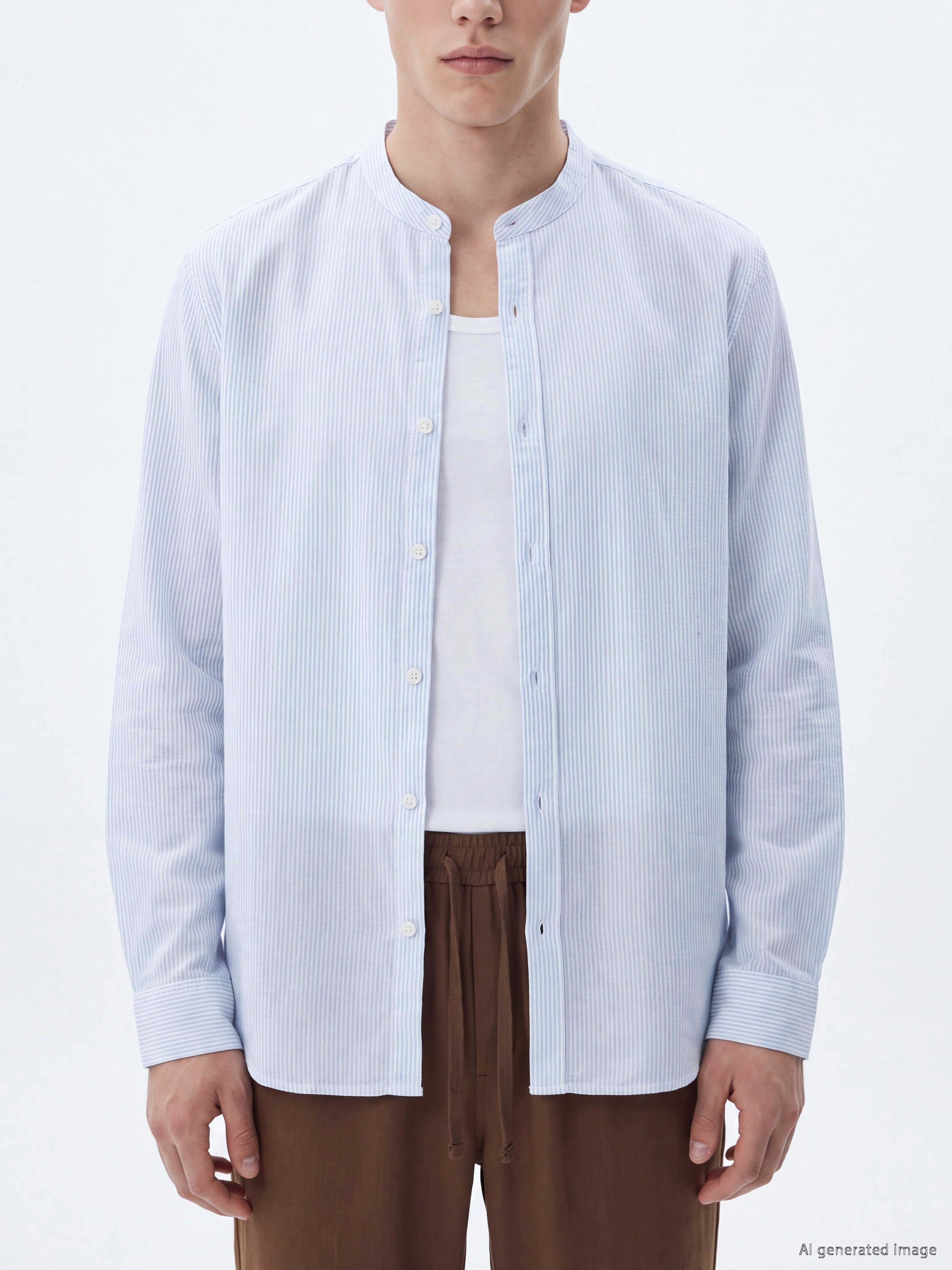 XSIDE Regular Fit Hakim Yaka Çizgili Poplin Erkek Gömlek görsel 3