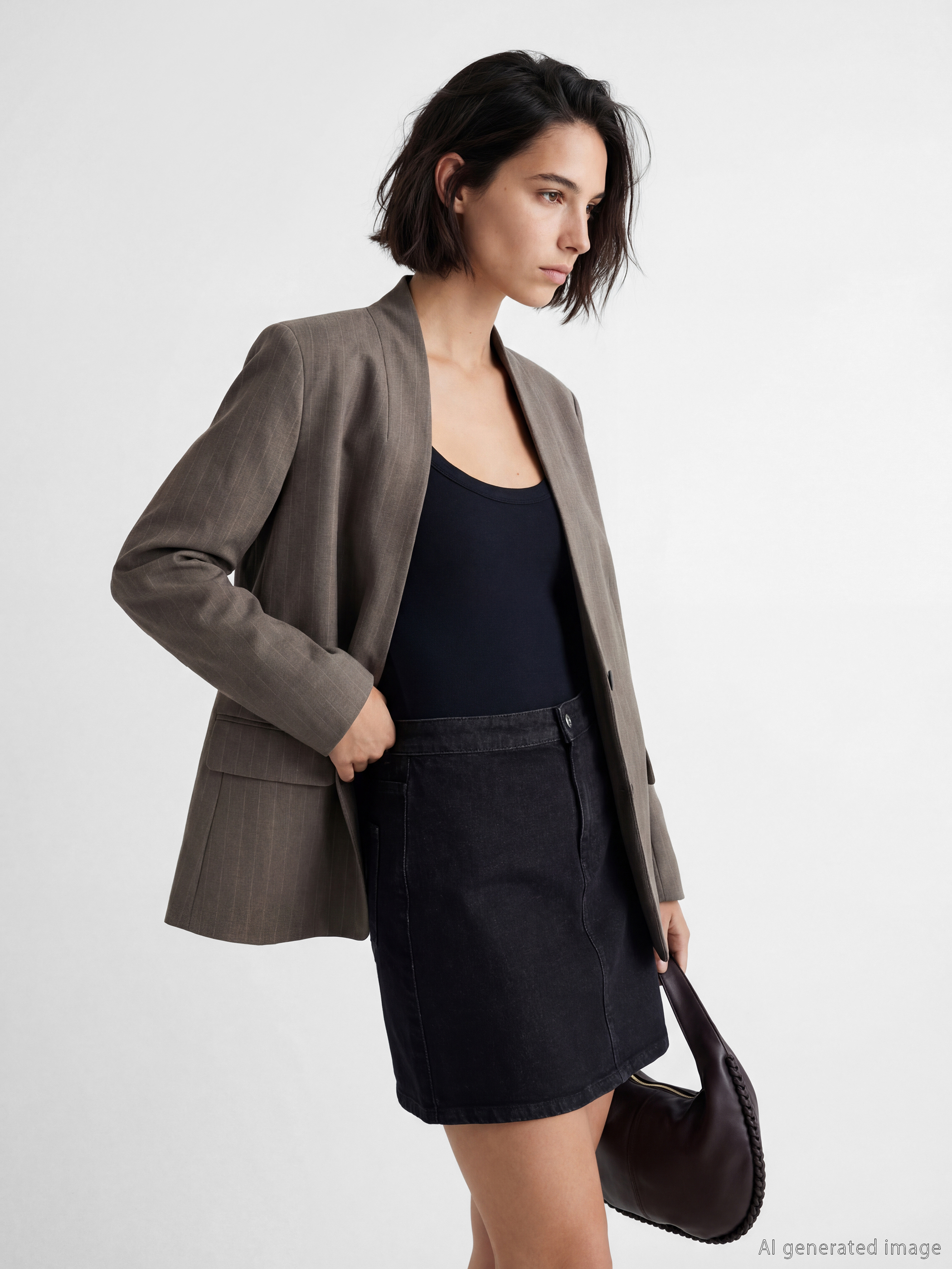 LCW Vision Şal Yaka Çizgili Kadın Blazer Ceket