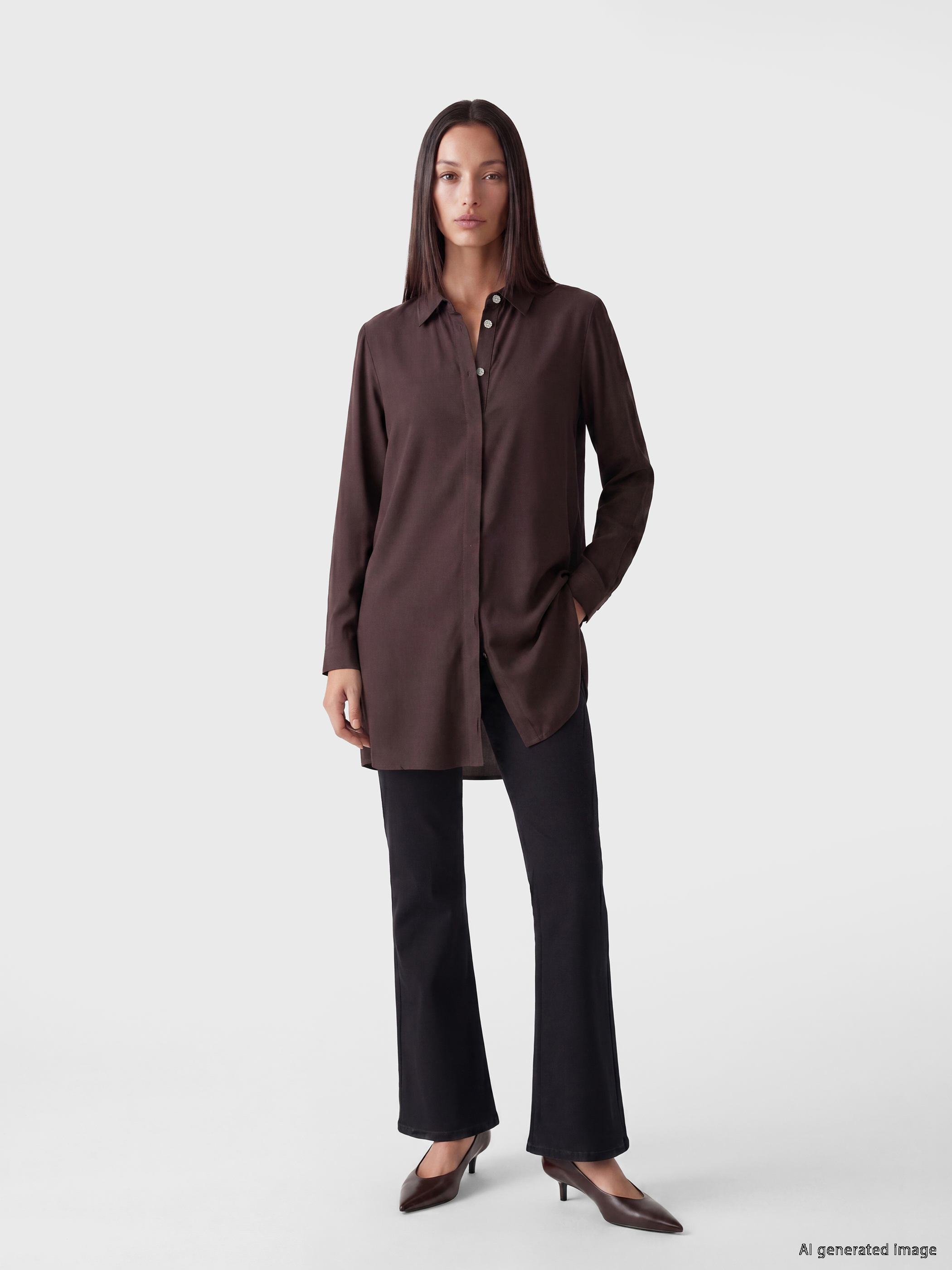 LCW Grace Regular Fit Kadın Gömlek Tunik görsel 3